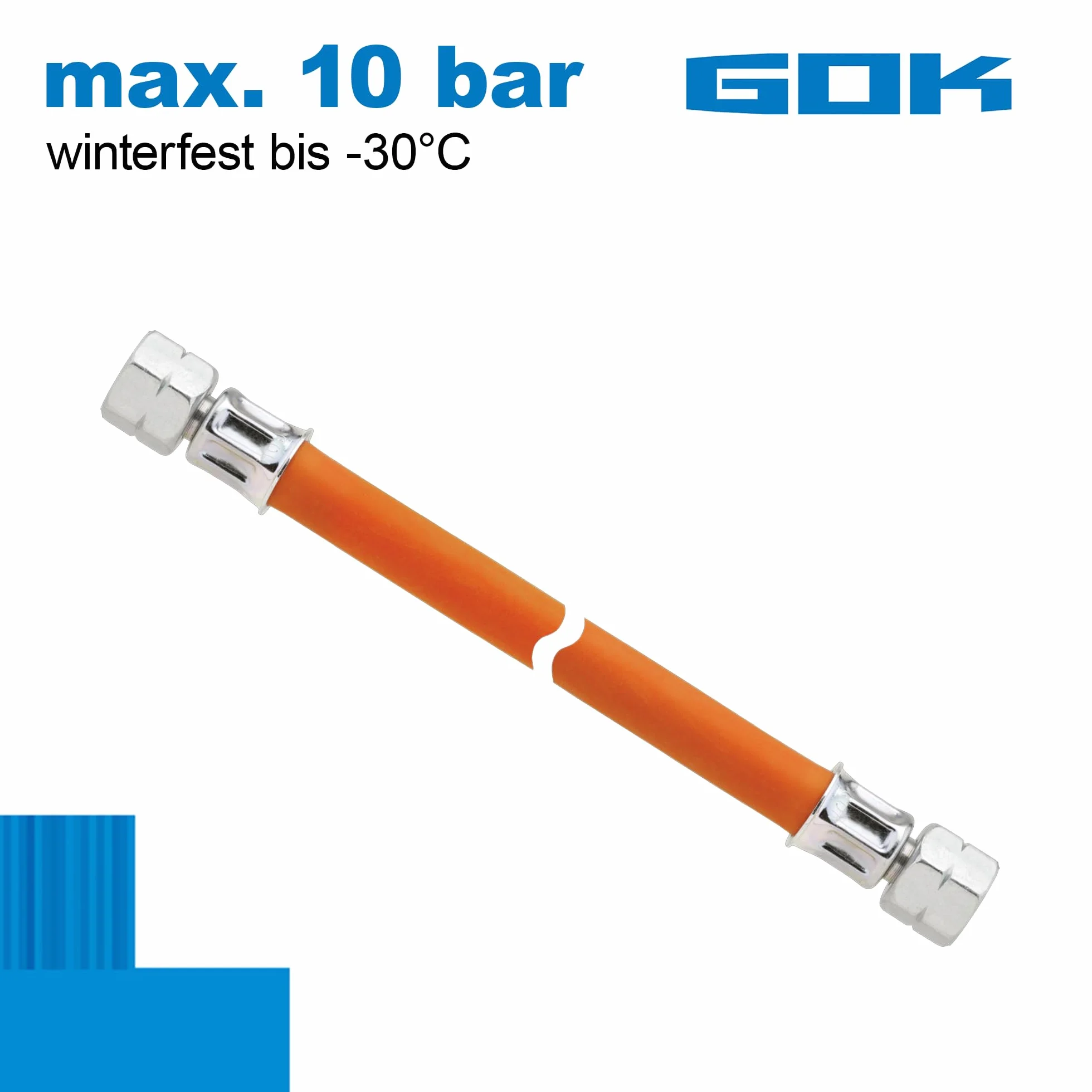 GOK Tubo del gas da 40 cm, 2 x 1/4", filettatura sinistra fino a -30 °C propano