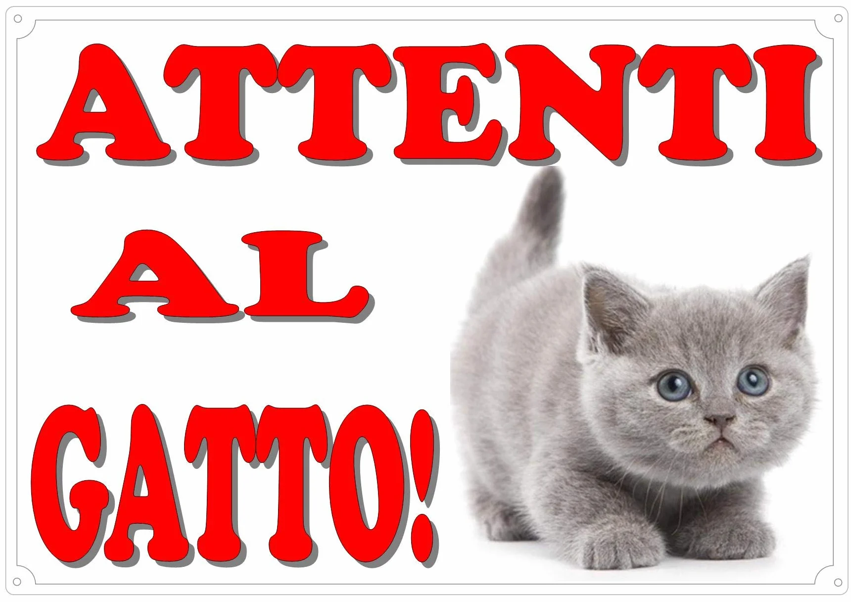 Cartello, Targa "ATTENTI AL GATTO" da Cancello CERTOSINO cm 30 x 21,5