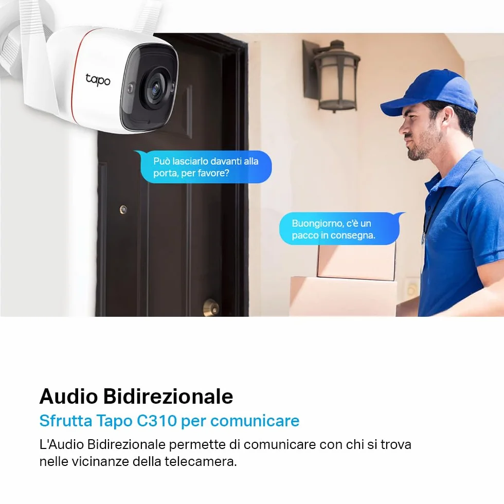 Tapo C310 Telecamera Wi-Fi Esterno FHD 1296P IP66 Visione Notturna 30m