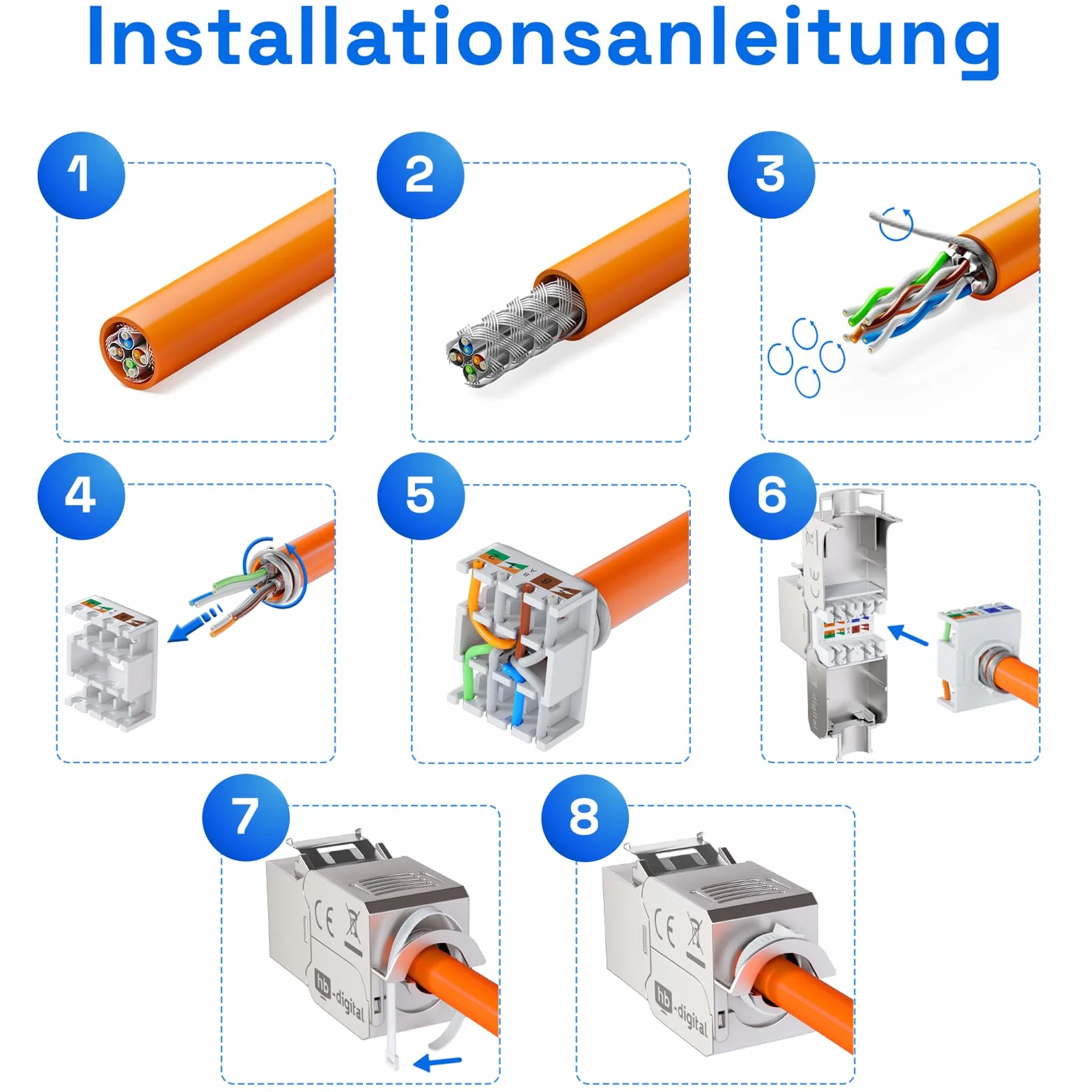 Presa di rete CAT 6a RJ45 1 porta Keystone STP schermata 10 GBit/s bianco HB-DIGITAL