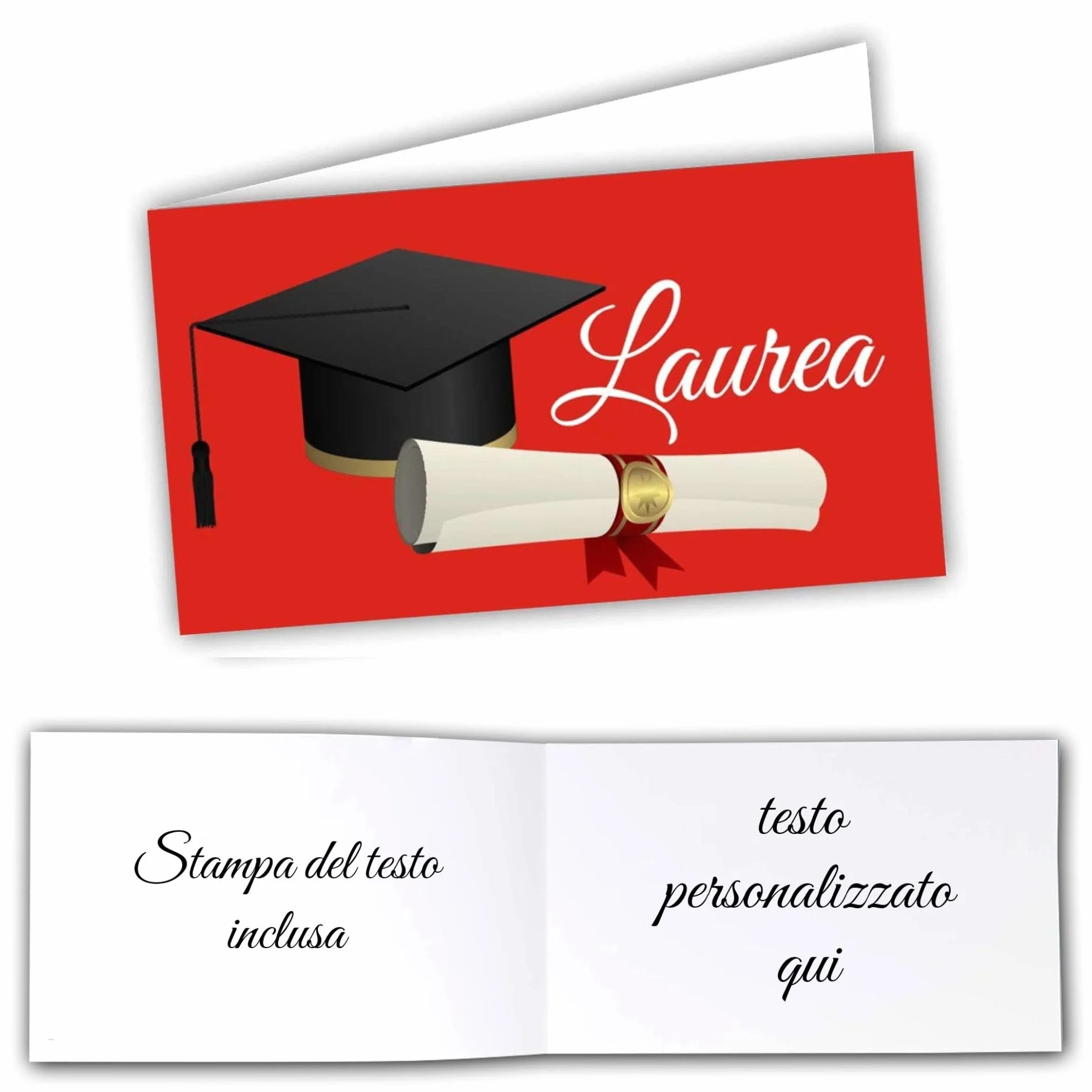 Mr Pubblicità Bigliettini Bomboniera Laurea personalizzati 60 sztuk STAMPA INCLUSA 2 lati rosso2