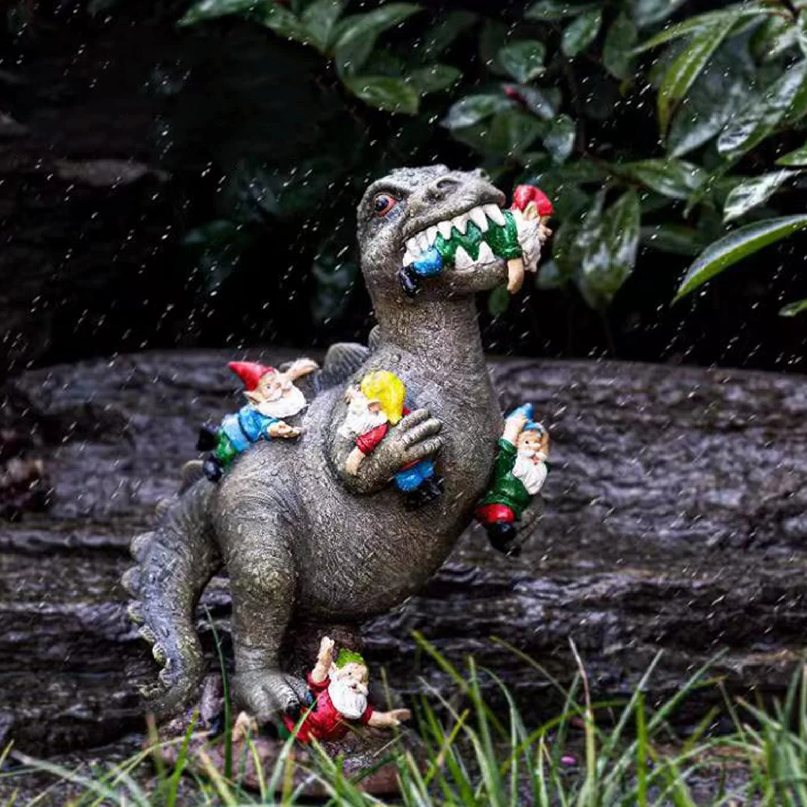 ornamenti da giardino di dinosauri all'aperto, statua in resina da 24 cm x 14 cm x 10 cm per decorazione del cortile, regalo di compleanno per donne e uomini (S)'