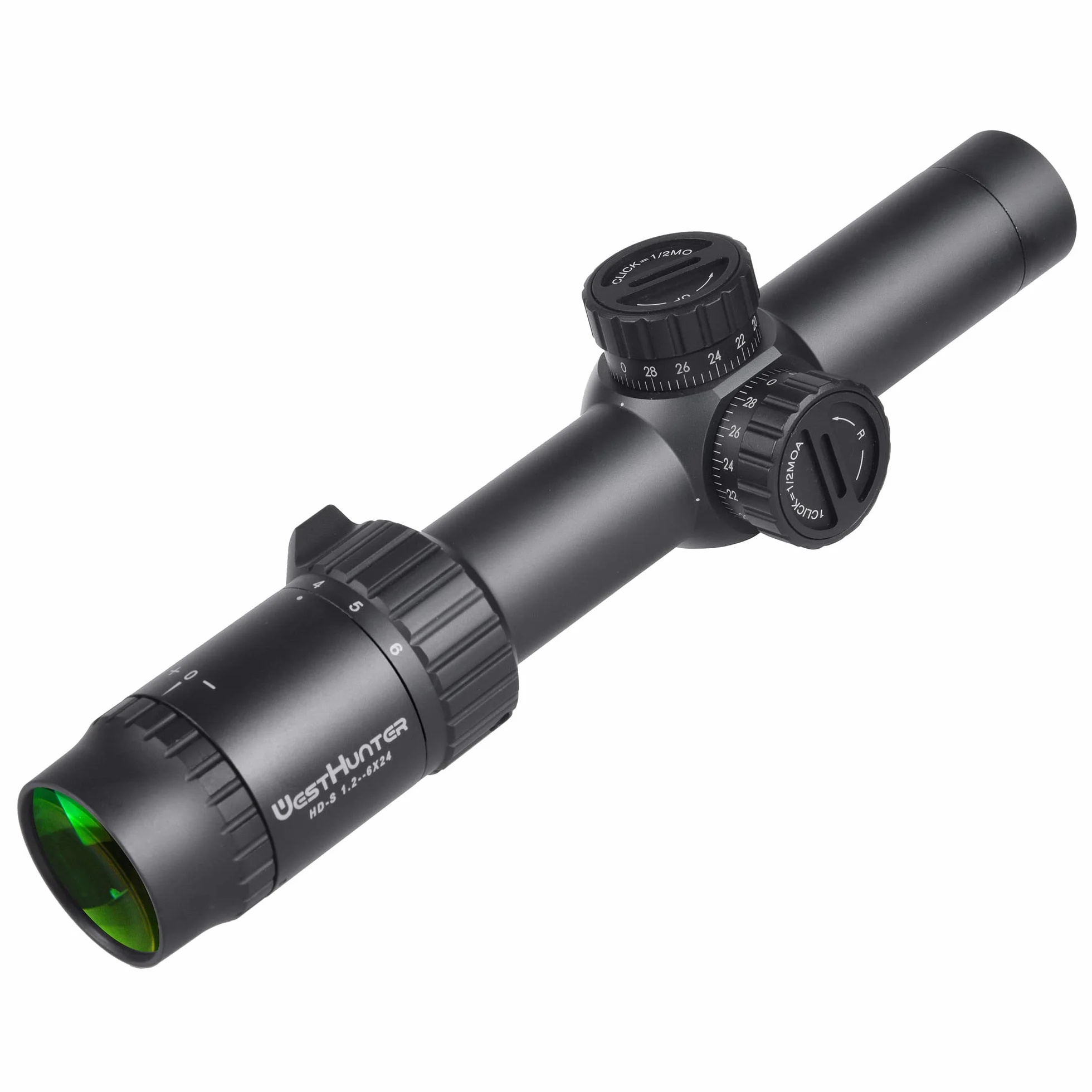 WestHunter Optics HD-S 1.2-6x24 Compact Riflescope 30mm Tube Mil-Dot Reticle Second Focal Plane Tactical Shooting Scope