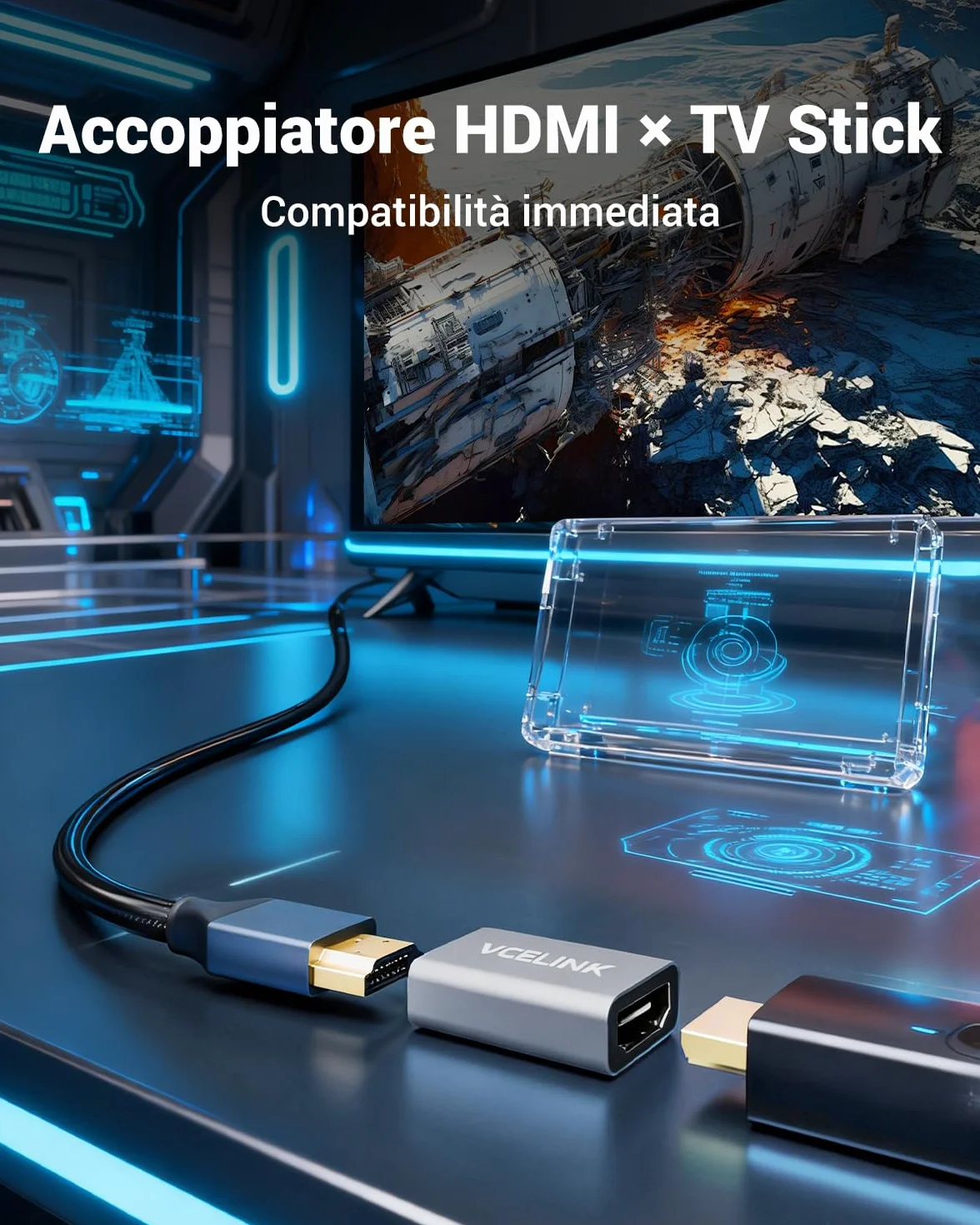 VCELINK Adattatore HDMI 2.1 Femmina-Femmina, Supporto 8K/4K 60Hz, Prolunga Cavo UHD