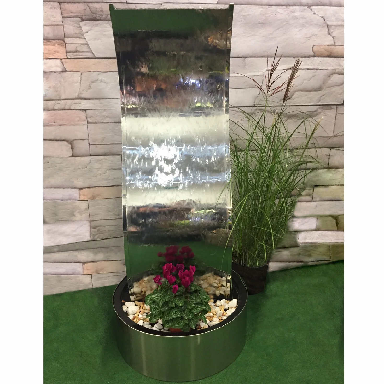 KÖHKO® Parete dell'acqua "Otter" con illuminazione a LED in acciaio inox 23002 fontana gioco d'acqua