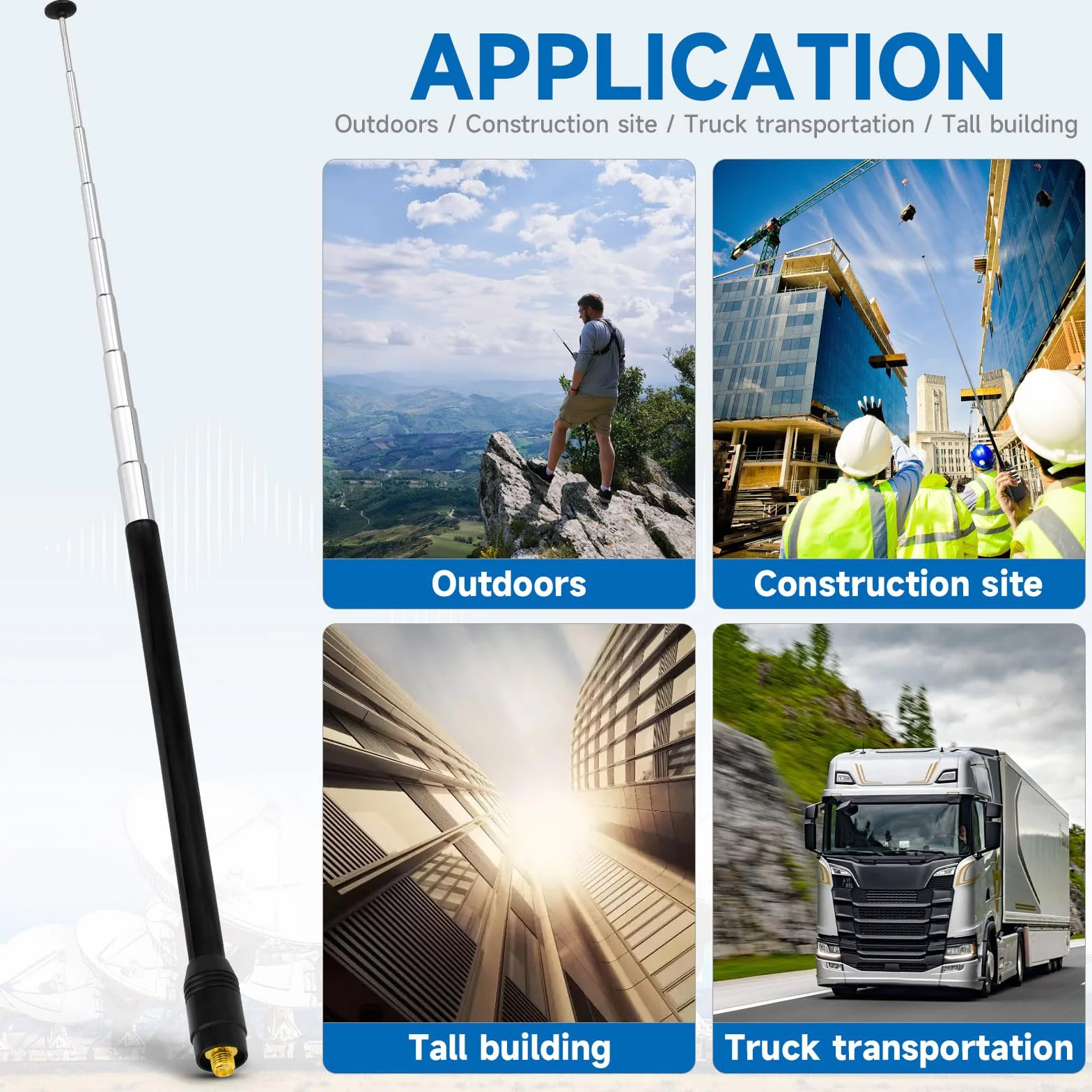 Eightwood Walkie Talkie Antenna Dual Band 144/430 MHz SMA Telescopica per Baofeng UV-82 UV-5R RT Quansheng