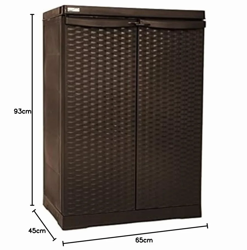 GrecoShop Armadio Basso Resina Polyrattan-line Wengè