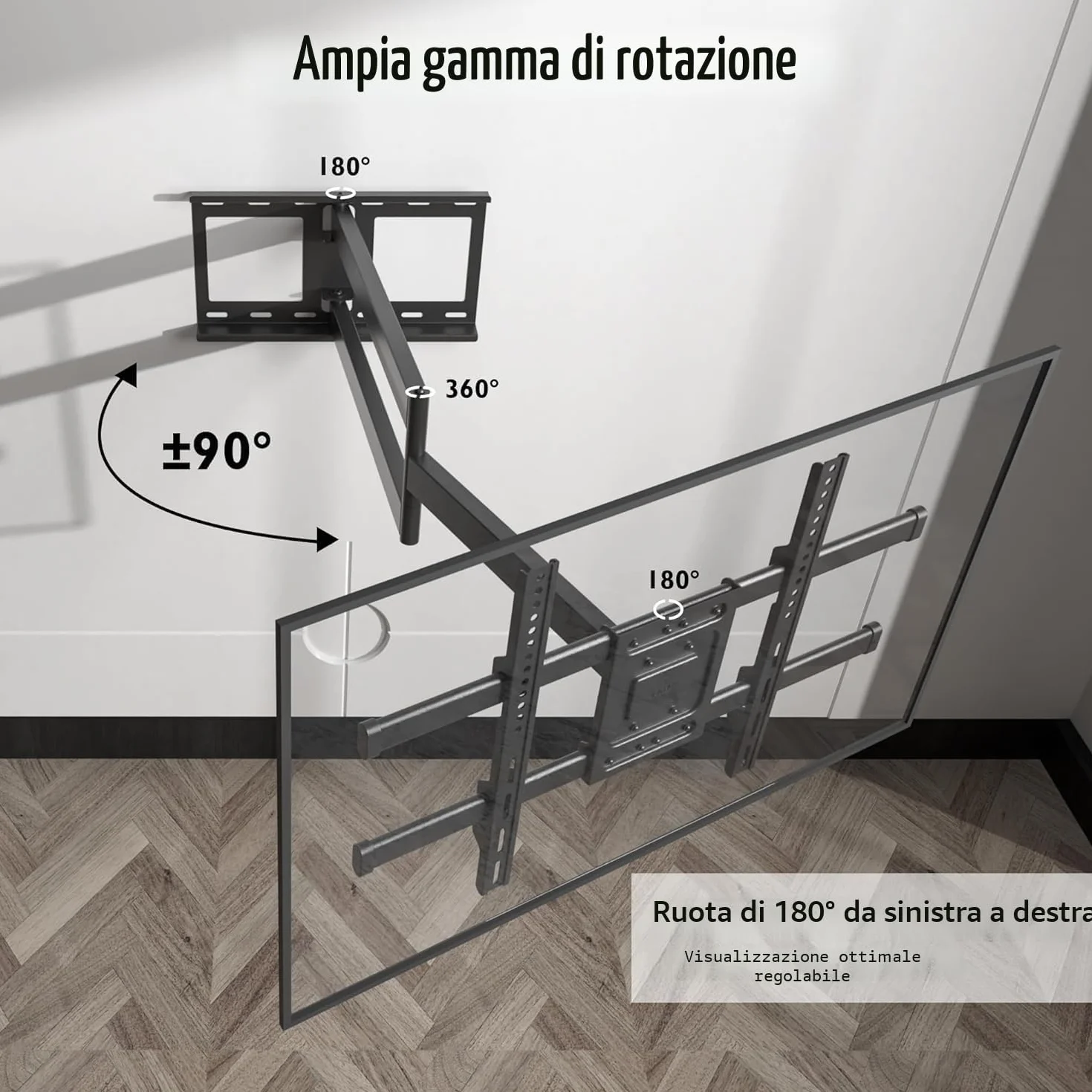 BONTEC Supporto TV Parete Braccio Articolato Extra Lungo 1040 mm 32-75 Pollici 60 kg VESA 600x400 mm