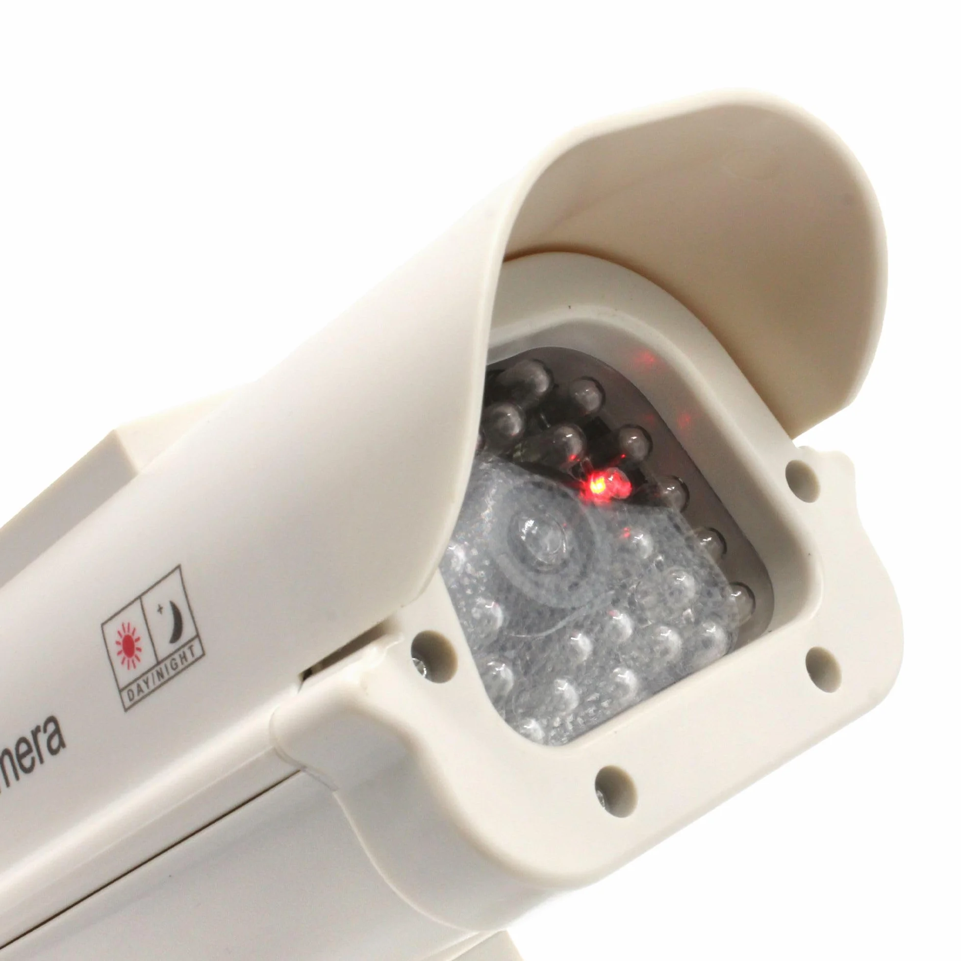 Fishtec Telecamera Finta da Esterno CCTV con LED Lampeggiante e Pannello Solare Bianco