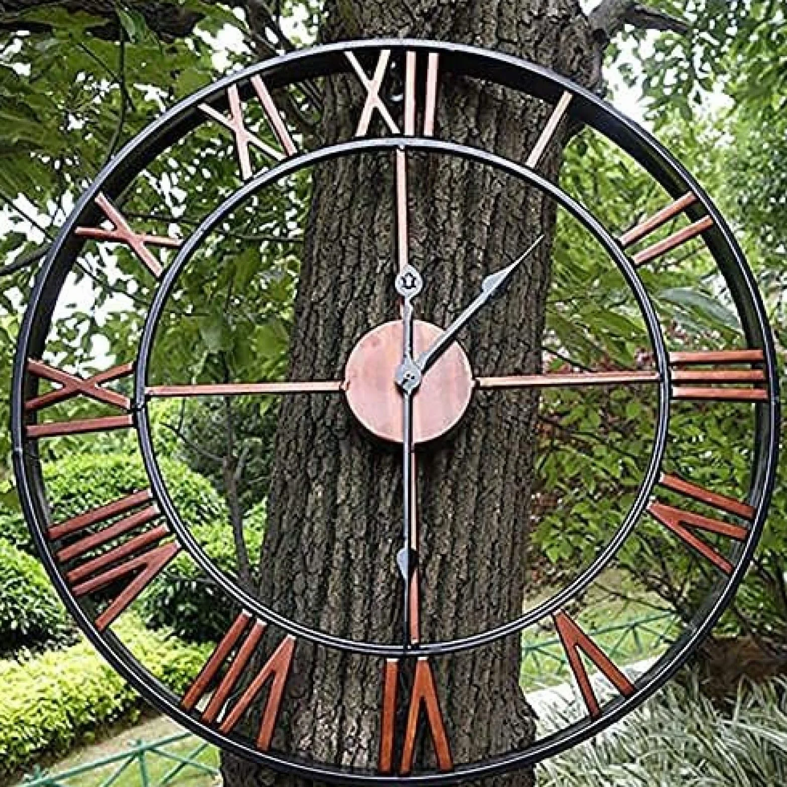 Grande Orologio da Parete da Giardino in Ghisa Battuto Vintage Classico da 50 Cm, Orologio da Parete da Giardino per Esterni, Orologio da Giardino con Numeri Romani Grandi Orologio da Giardino Imp