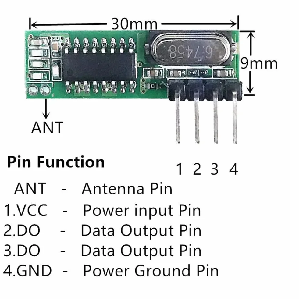433 Mhz Supereterodina Modulo Ricevitore e Trasmettitore Wireless Kit DIY Antenna