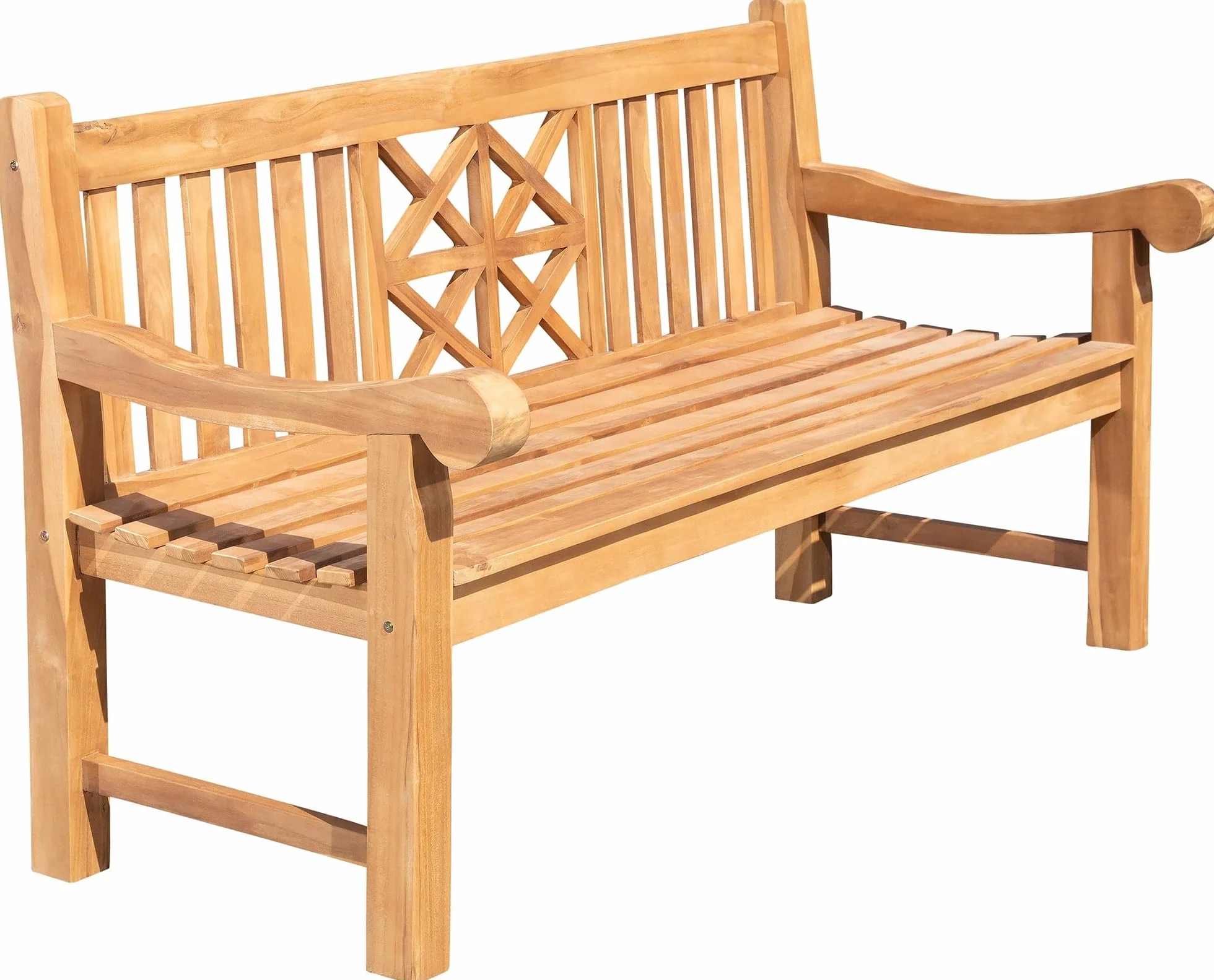 CLP Panca da Giardino in Teak Florida I Panca con Seduta ergonomica in Legno Massiccio I Altezza della Seduta: 44 CM, Colore:Teak, Dimensione:180 cm