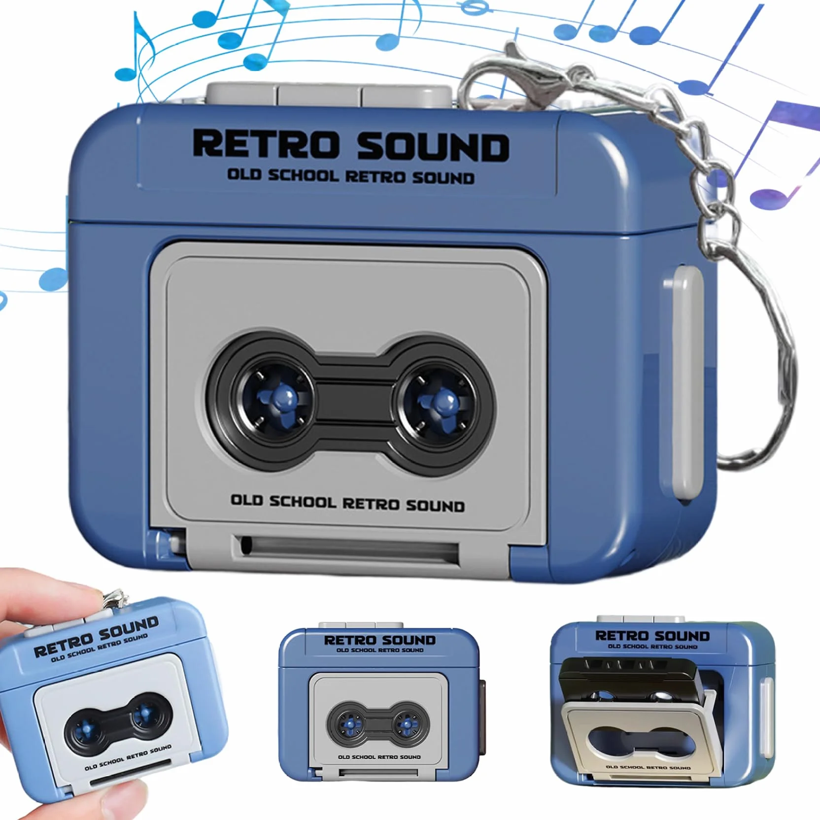 Mini registratore a cassette portachiavi retrò registrabile plastica per zaini borse