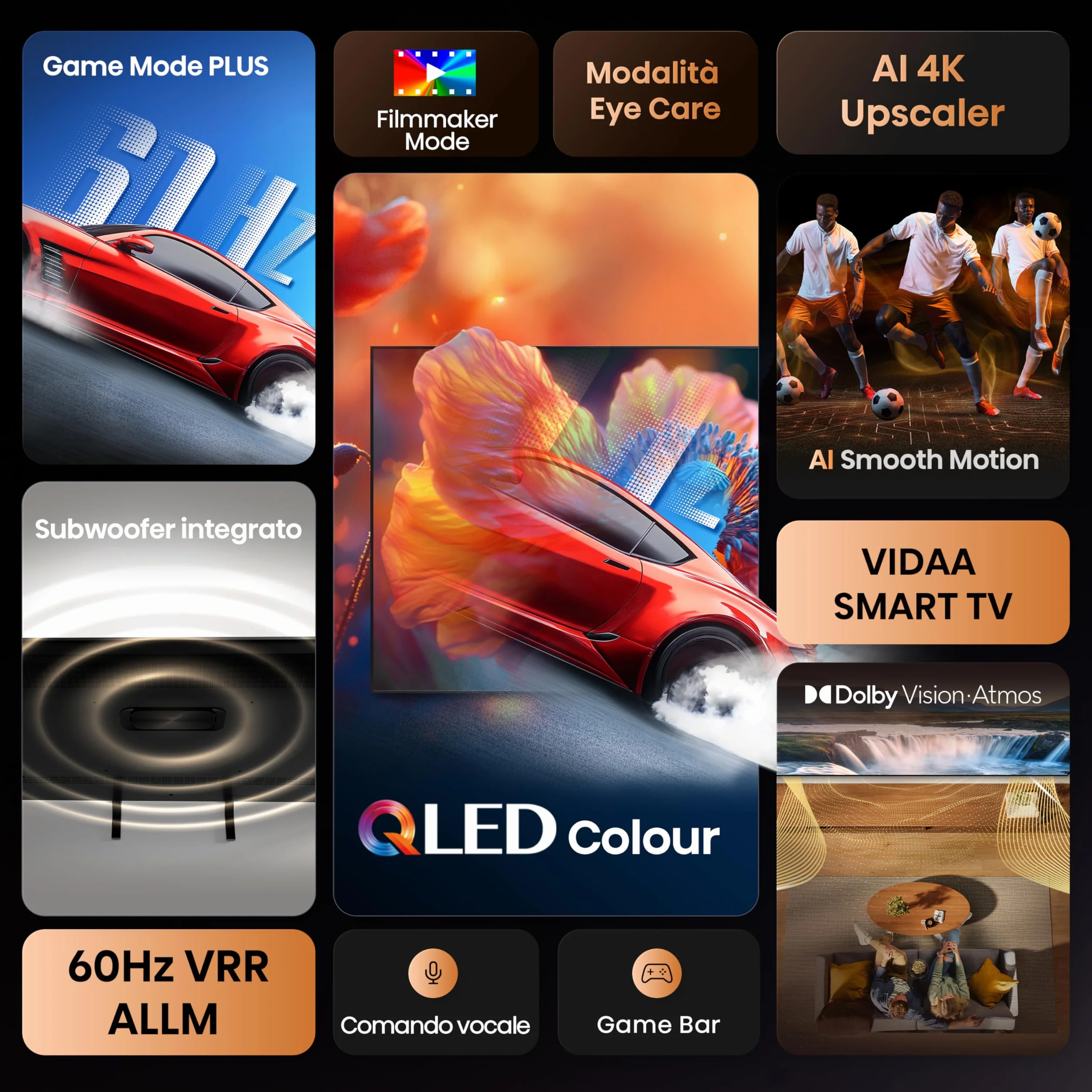 Hisense TV 50" QLED 4K 50A72Q Smart VIDAA U8 Dolby Vision HDR 10+ Game Mode Plus Dolby Atmos Alexa