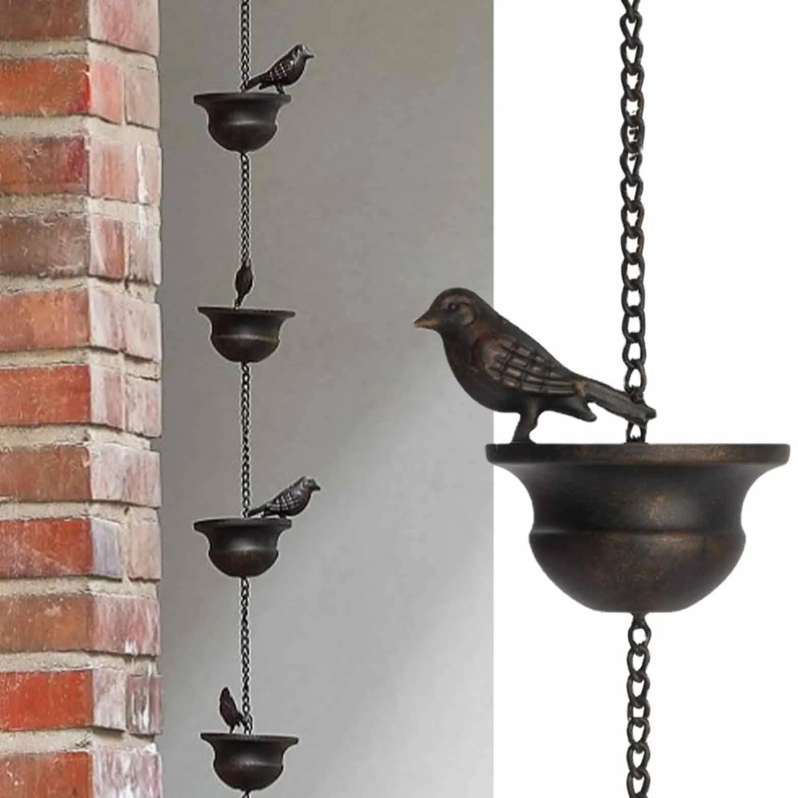 Catena per Acqua Piovana Antipioggia per Grondaie Esterni Raccolta Acqua con Vaso Decorazione Giardino