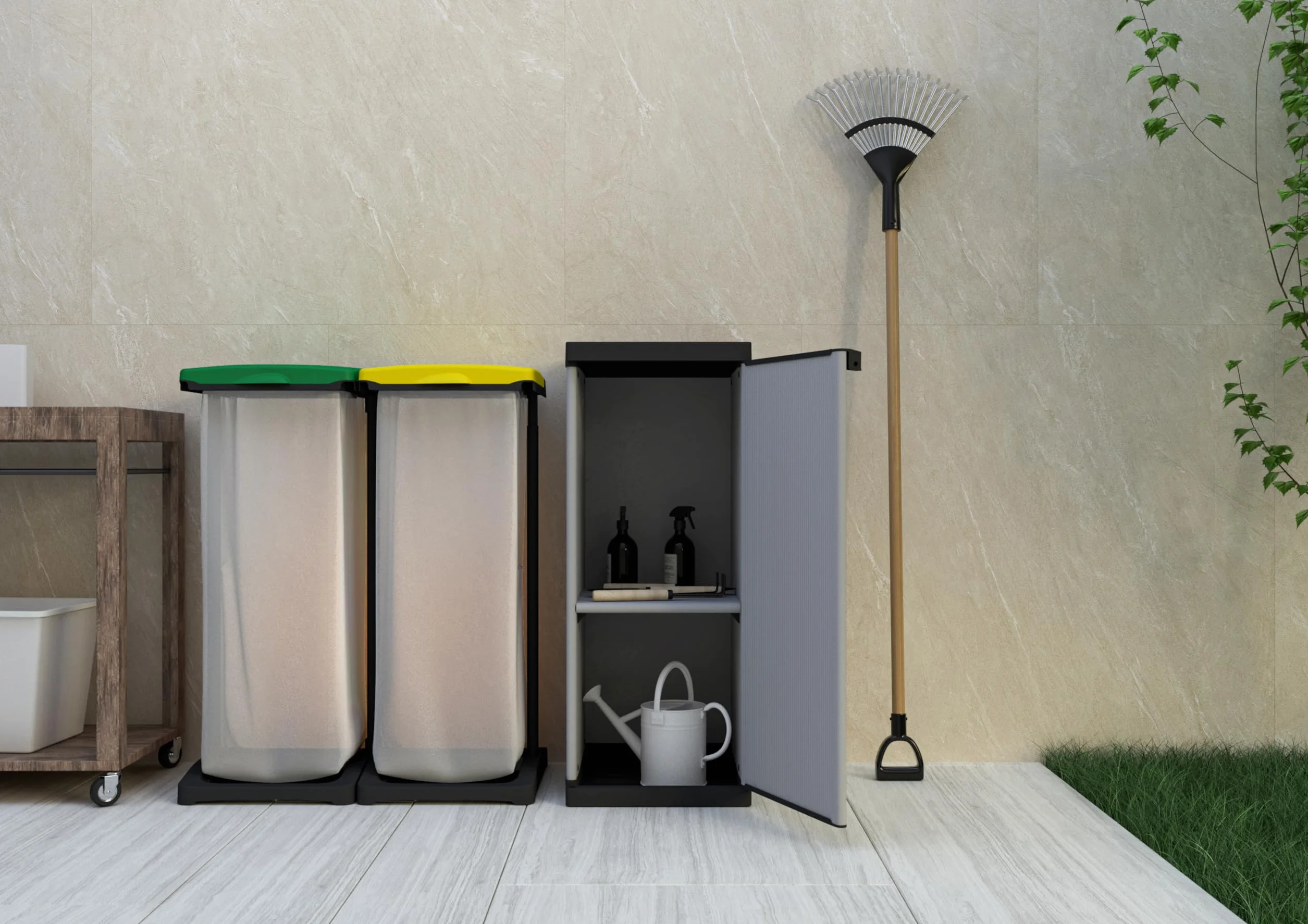 Armadio Portabombole 1 Anta Ripiani Regolabili 34 x 40 x 85 cm Interno Esterno