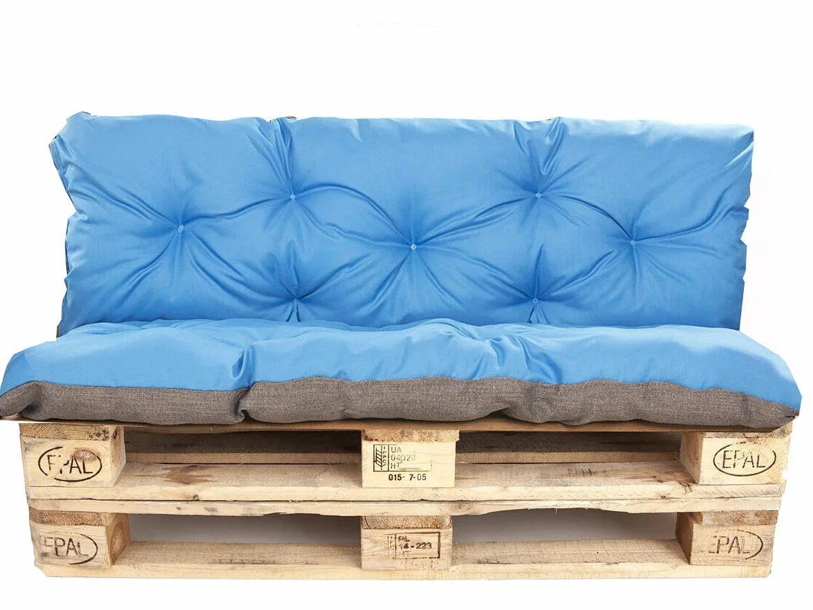 kruger Cuscini pallet, Cuscini per pallet esterni/Cuscino Euro Pallet, Cuscino Divano, Cuscino Soggiorno da Giardino (Set:120x60+120x60cm, Blu)
