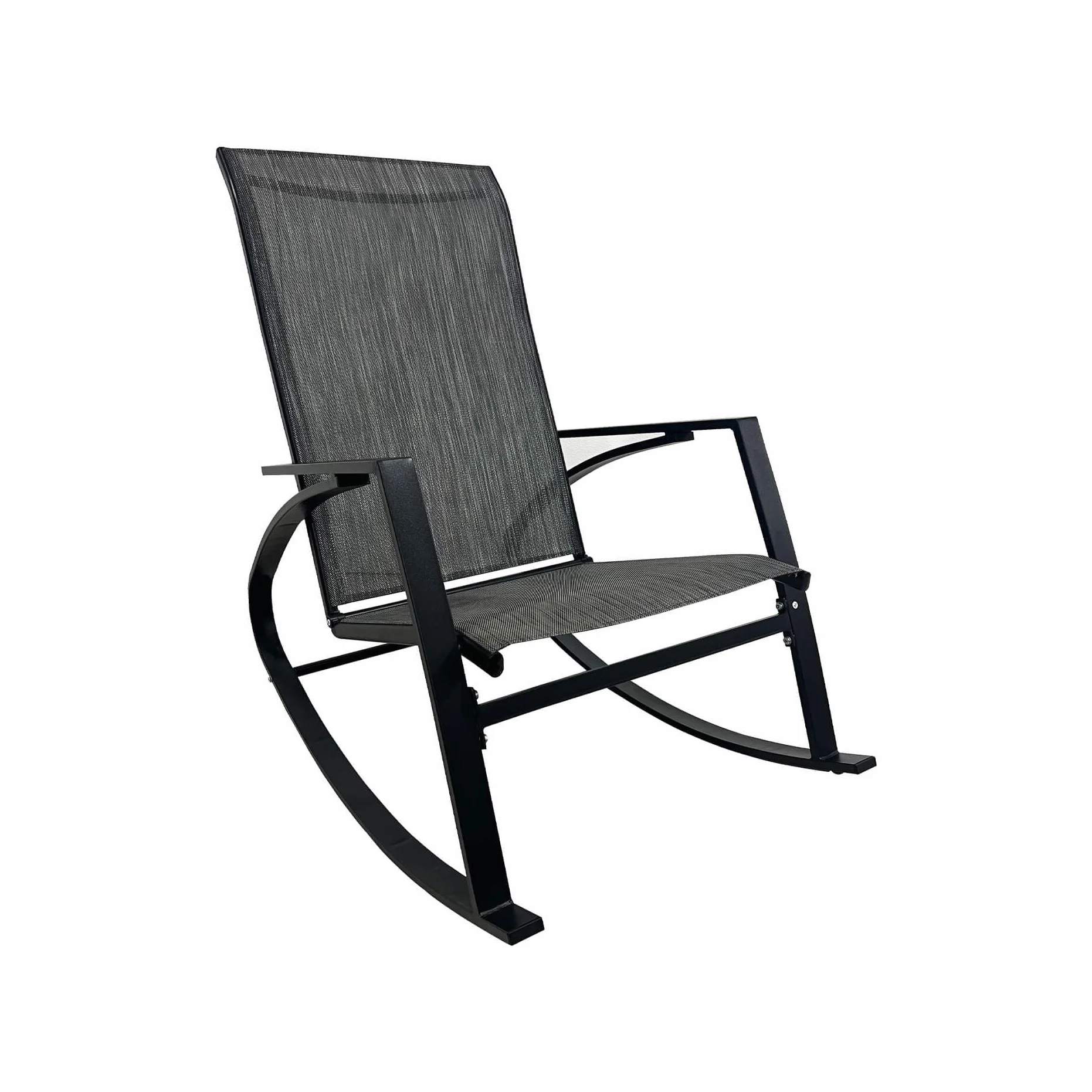 Rebecca Mobili Sedia a Dondolo, Poltrona da Esterno, Nero Grigio Scuro, Acciaio Poliestere, Robusta, Stile Moderno, per Giardino Veranda - Misure HxLxP: 94 x 104 x 60 cm - Art. RE7186