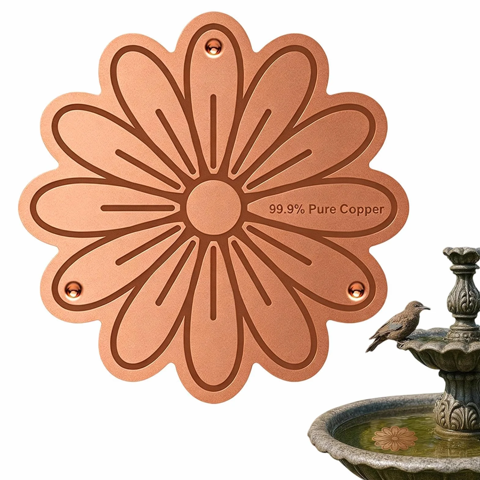Disco in rame per vaschetta per uccelli, accessorio da giardino a forma di , in rame, per vaschetta per uccelli, per patio, prato, fontana solare, piccola fontana da giardino all'aperto