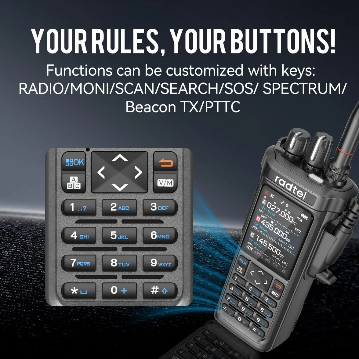 Radtel RT-950 PRO Radio amatoriale 10 W GPS APRS walkie-talkie portatile lungo raggio AM/FM/CB/SW/MW/LW Bluetooth NOAA analizzatore spettro