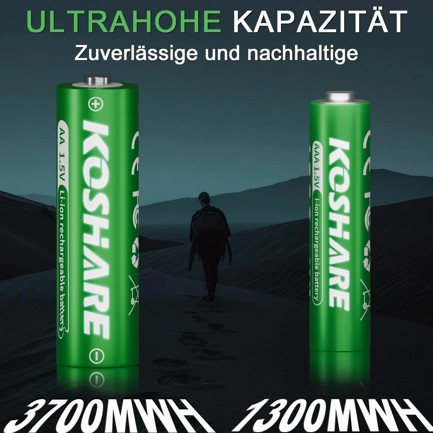 Batterie ricaricabili AA AAA al litio 1.5 V 3700 mAh 1300 mAh 4 pz con caricabatterie