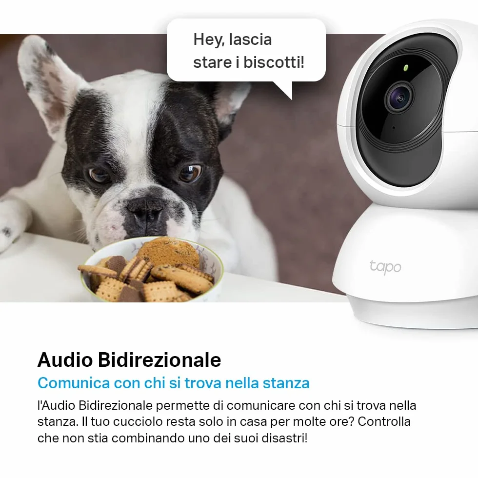 Tapo C200P2 Telecamera Wi-Fi Interno 1080P Sorveglianza Visione Notturna Audio Bidirezionale 2 Confezione