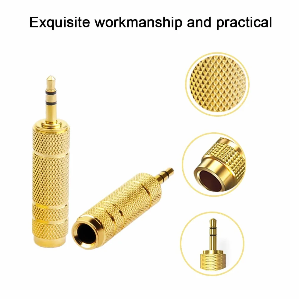 Adattatore Jack Stereo 6,35mm Maschio a 3,5mm Femmina per Chitarra Cuffie