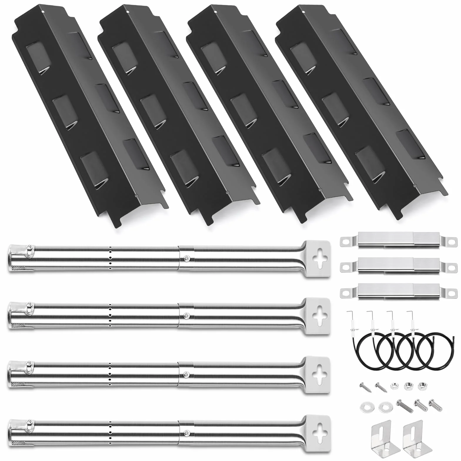 GFTIME Kit Barbecue Pezzi di Ricambio Bruciatore a Gas Barbecue e Piastra BBQ Diffusore di Calore e Barbecue a Gas Cross Tube per Charbroil 463420507, 463420509, 463460708, 463460710 Griglie