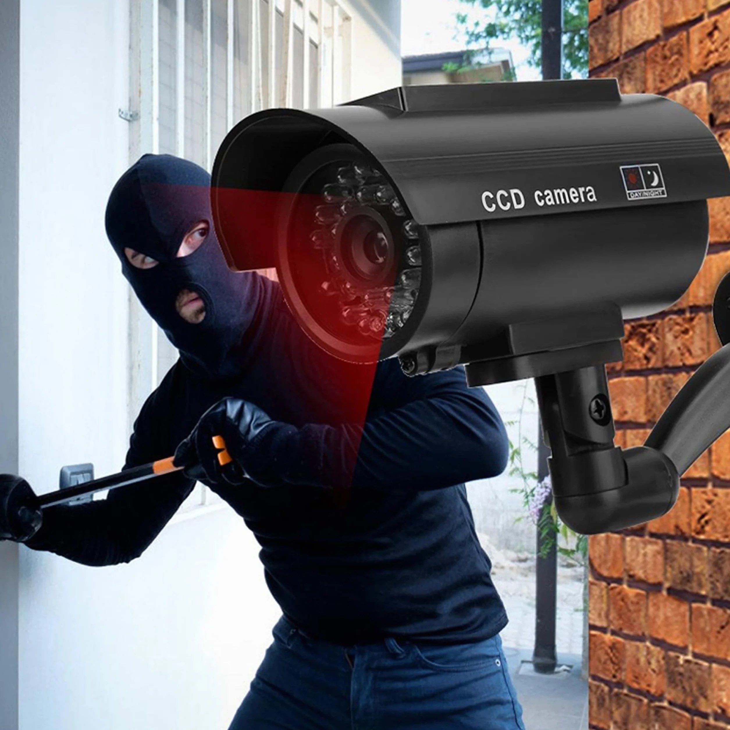 Retoo Telecamera Finta Solare LED Lampeggiante CCTV Imitazione Realistica Interni Esterni