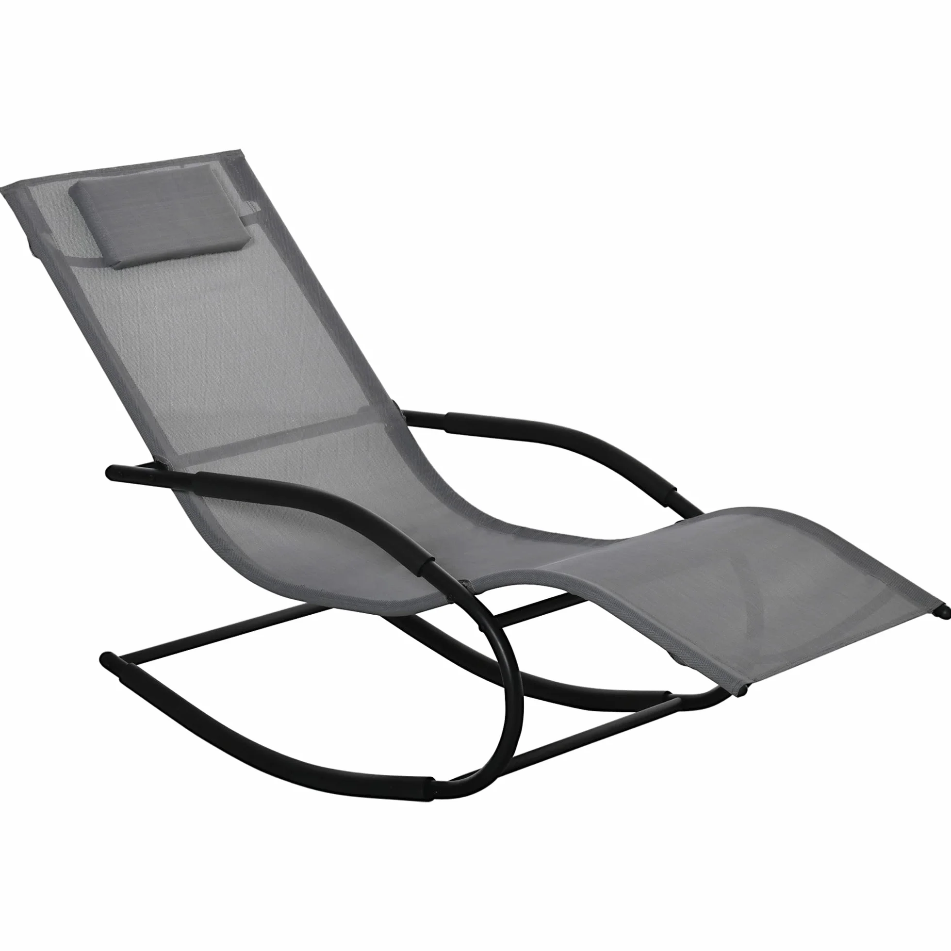 Outsunny Sdraio a Dondolo Gravità Zero per Esterno e Interno, Sdraio Relax in Metallo e Lettino Ergonomico in Texteline, Grigio