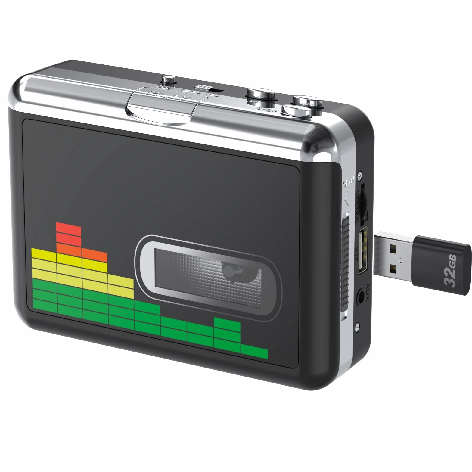 Convertitore Portatile da Lettore di Cassette a MP3 Digitalizzatore USB con Cuffie 3,5mm Riavvolgimento Automatico