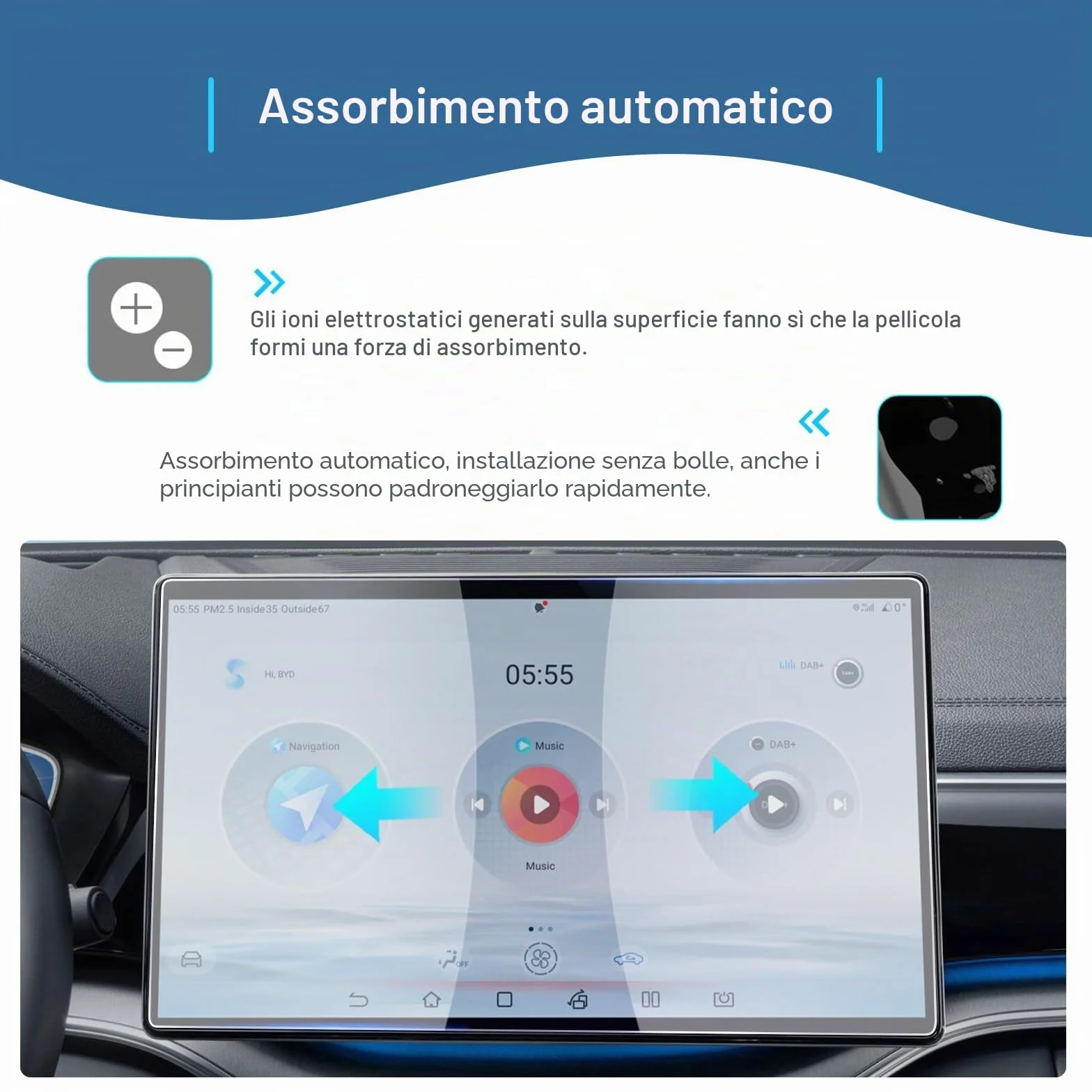 Pellicola Protettiva Vetro Temperato 15.6" per BYD Seal U DM-i EV 2025-2027, 9H Antigraffio