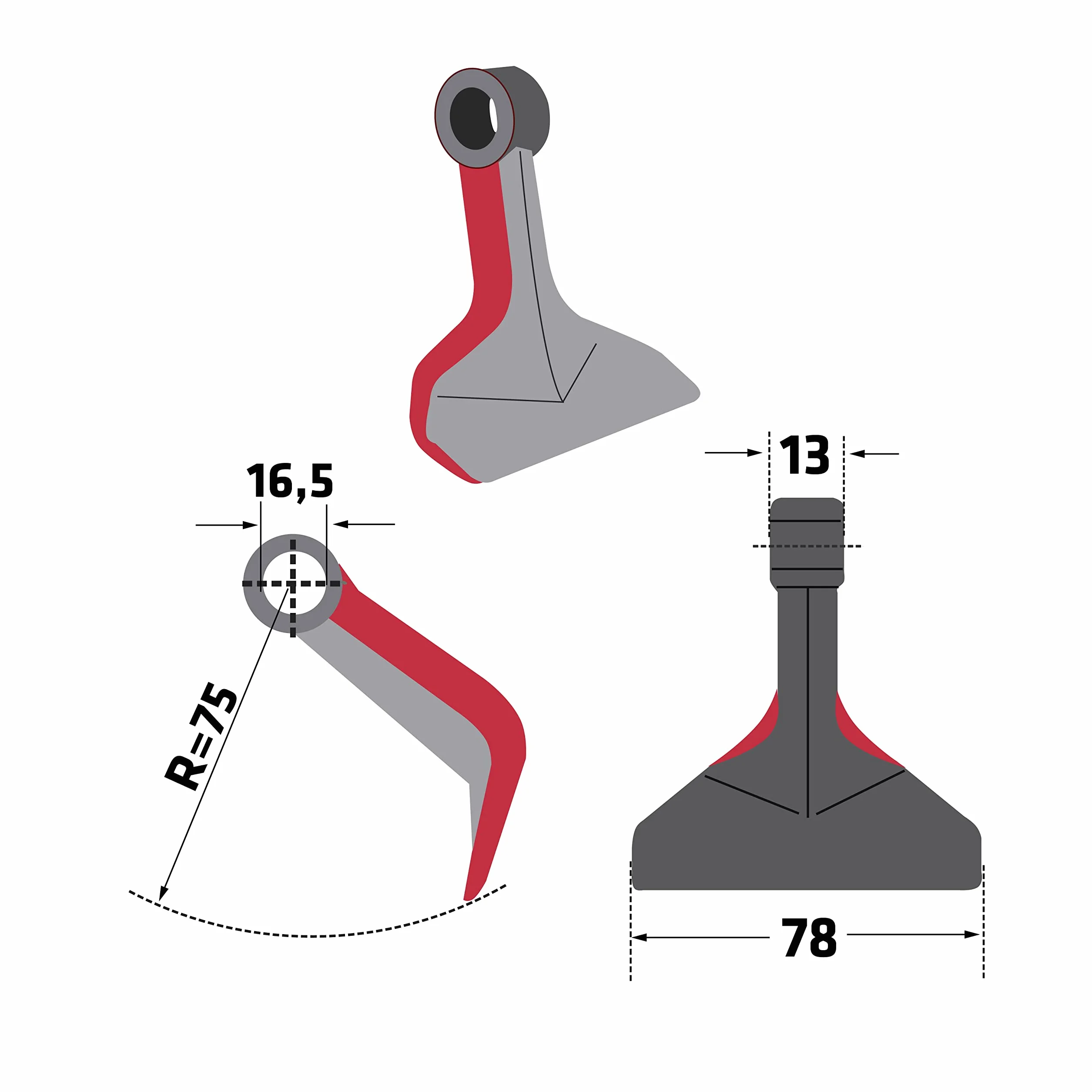 Martello RM-71 per Dragone Mulcher L100 – L130 – L160 (Ori.-nr. 19202652)