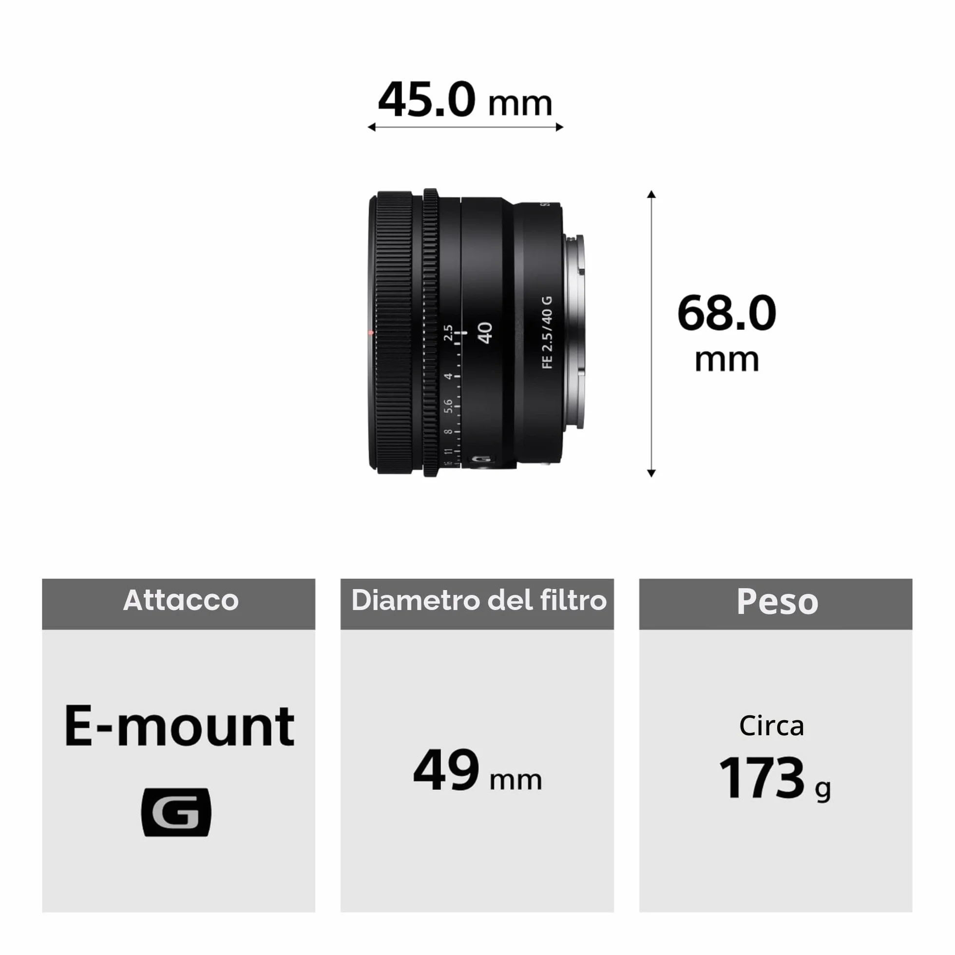 Sony SEL-40F25G Obiektyw Full-Frame 40mm F2.5 Premium Serie G Czarny
