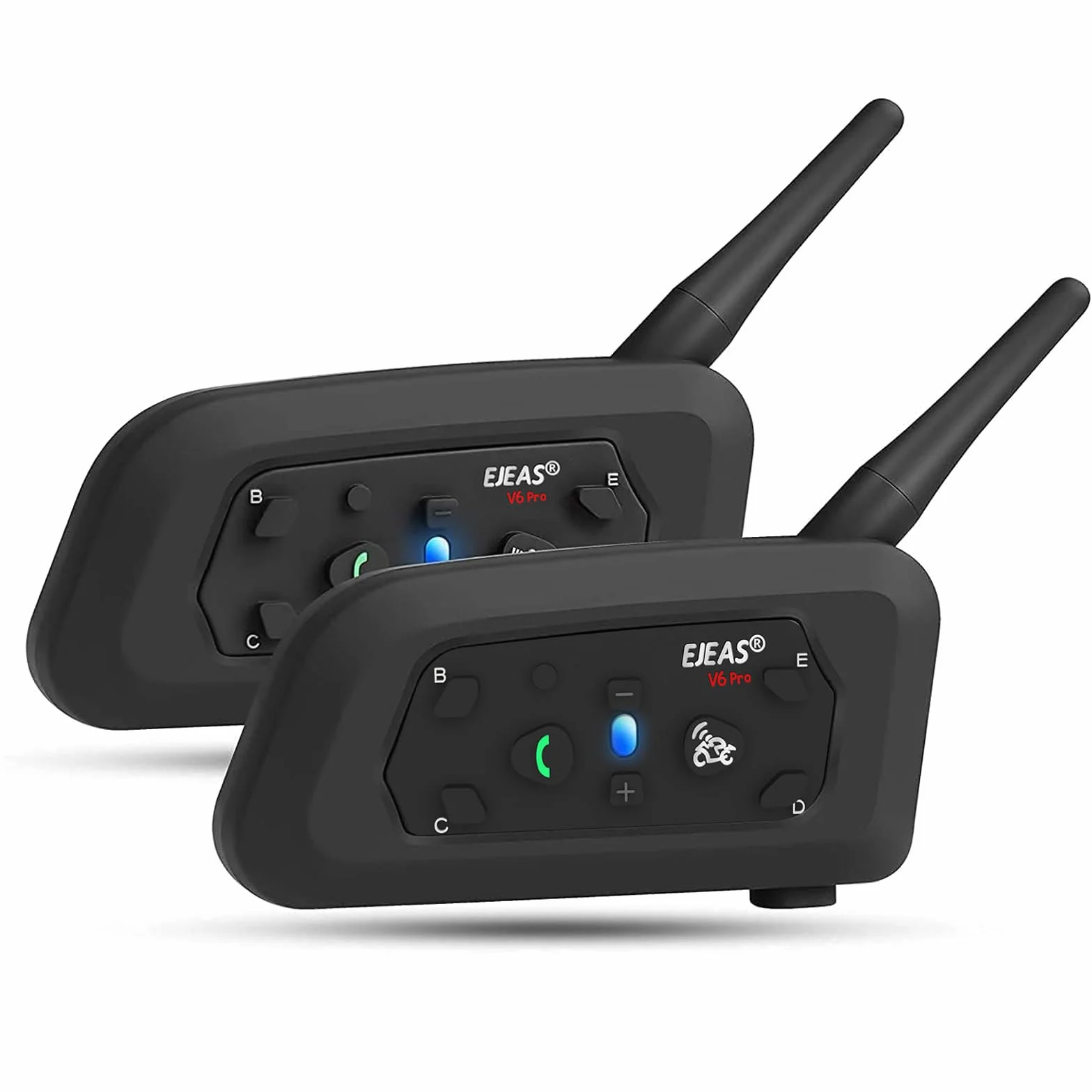 EJEAS V6 Pro Interfono Moto Bluetooth 1200M 2 Persone Wireless Full Duplex Connetti Fino a 6 Motociclisti (2 Confezione)