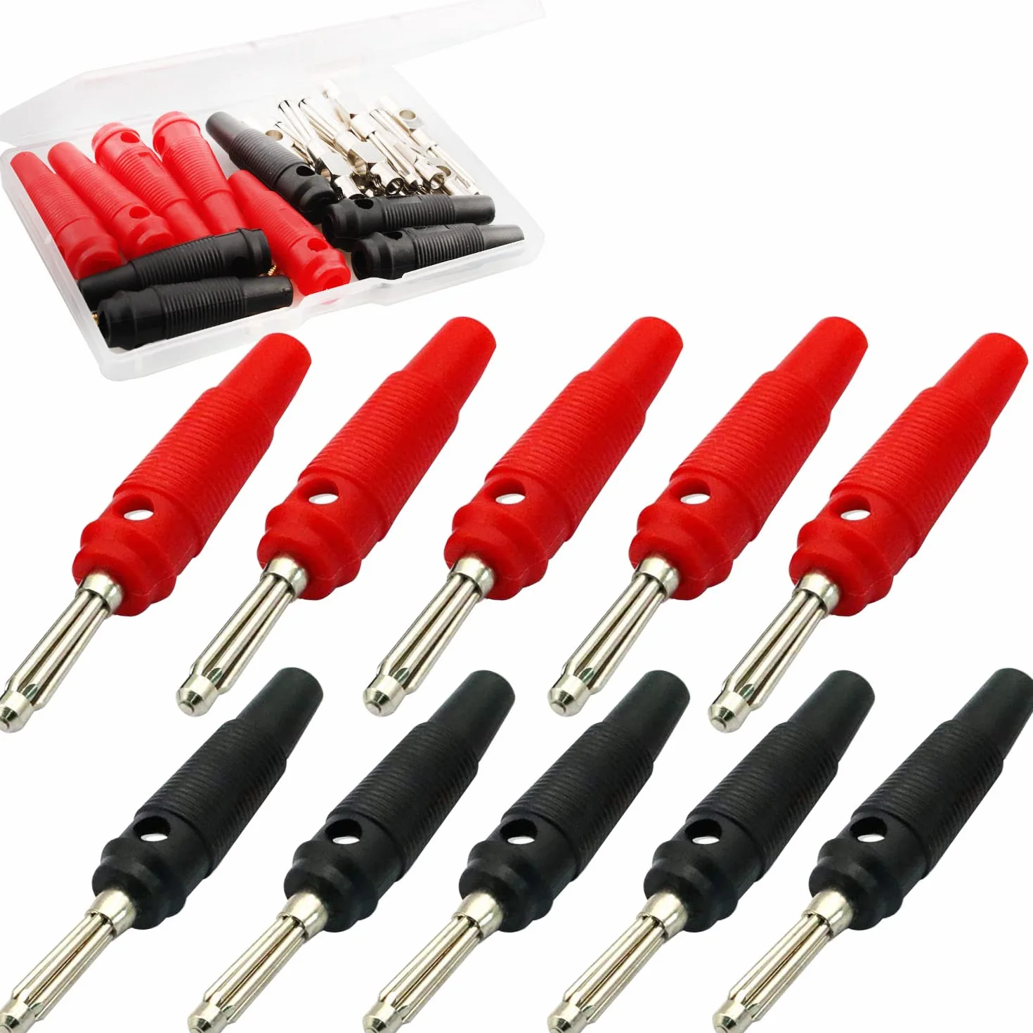 RUNCCI-YUN 10 pz Spina a Banana 4 mm, Connettore per Cavo Audio Altoparlante Nero Rosso
