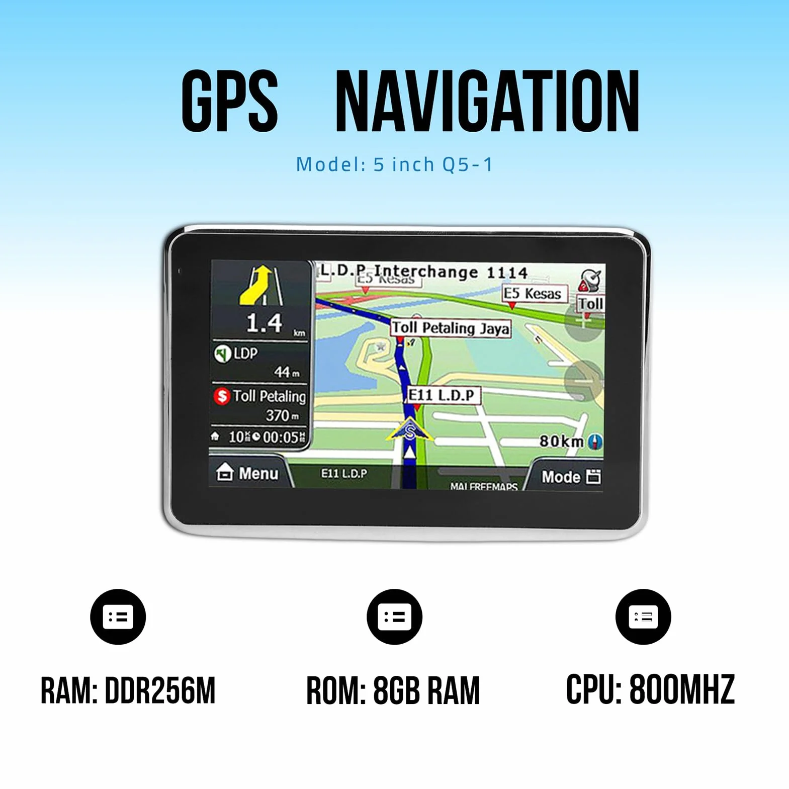 Navigatore GPS Touch Screen 5 Pollici Universale per Auto Camion