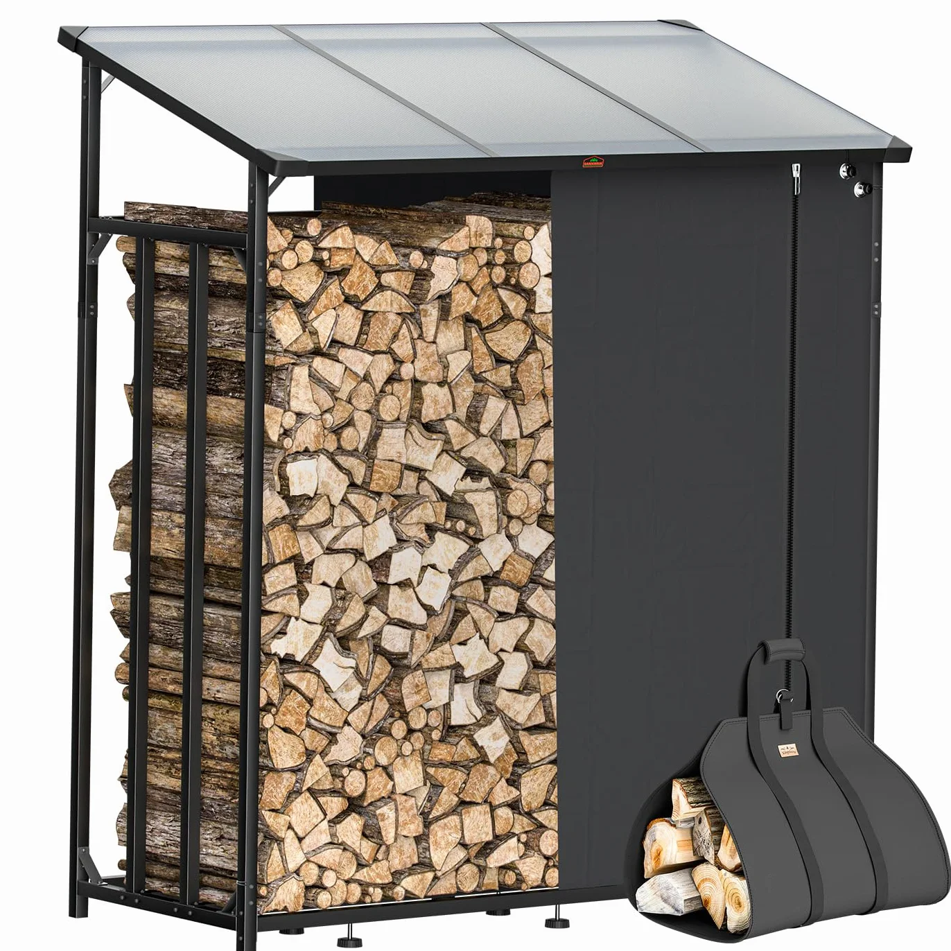 Gardebruk® Legnaia da Esterno 2,3 m³ 70Px163lx198H cm Tetto Copertura Protettiva Portalegna Rastrelliera Legno Camino Telo Giardino Borsa per Trasporto
