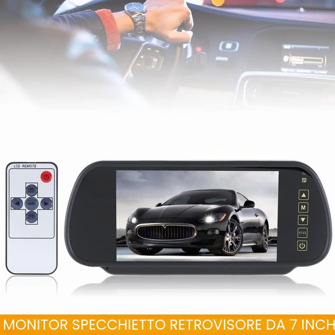 7 Cali 16:9 2-Kanałowy Wejście Wideo Auto RGB Wyświetlacz Cyfrowy Monitor Tylnego Widzenia z Przyciskiem Dotykowym