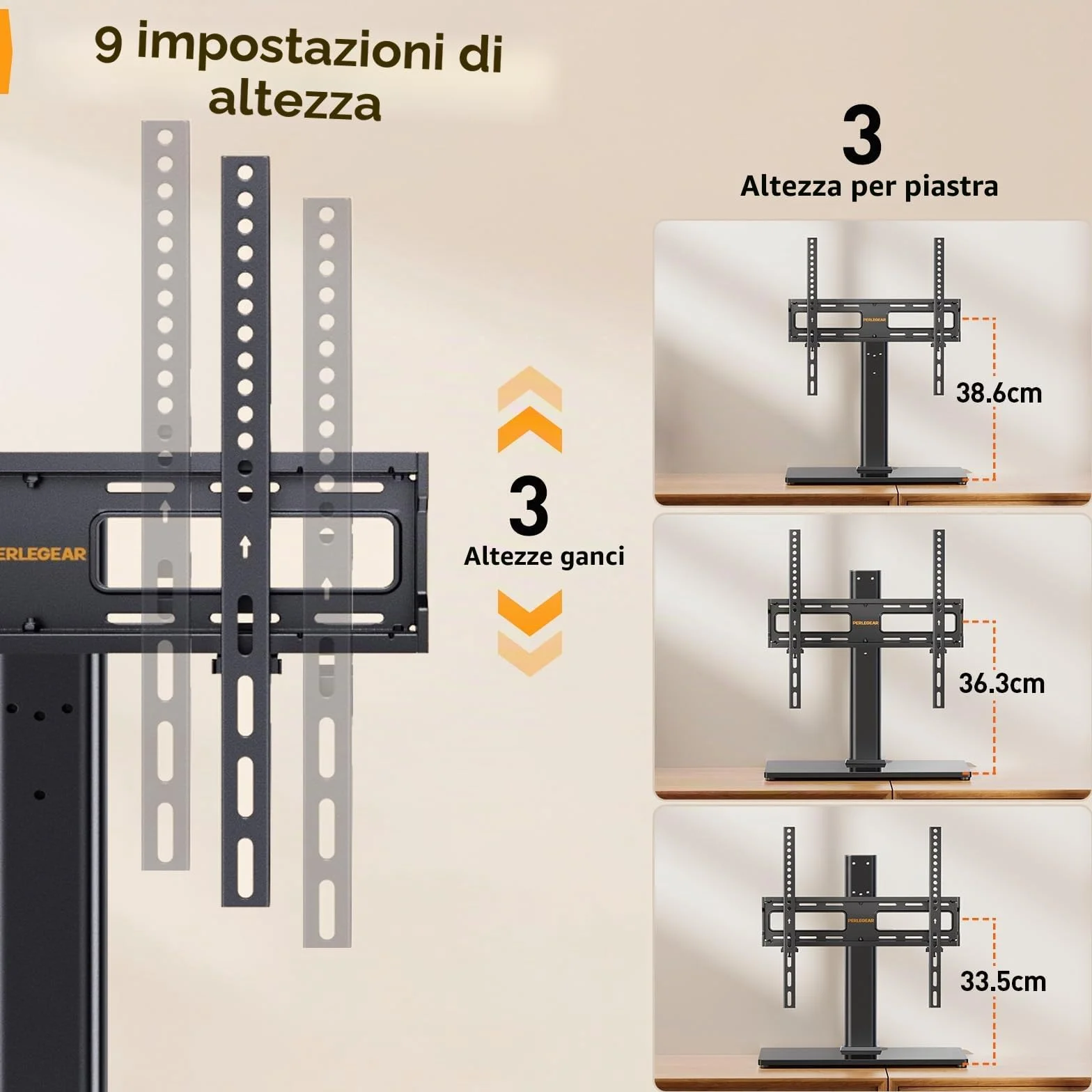 Supporto Girevole da Tavolo per TV 26-60 Pollici Regolabile in Altezza Base Vetro Temperato VESA 400x400mm 40 kg