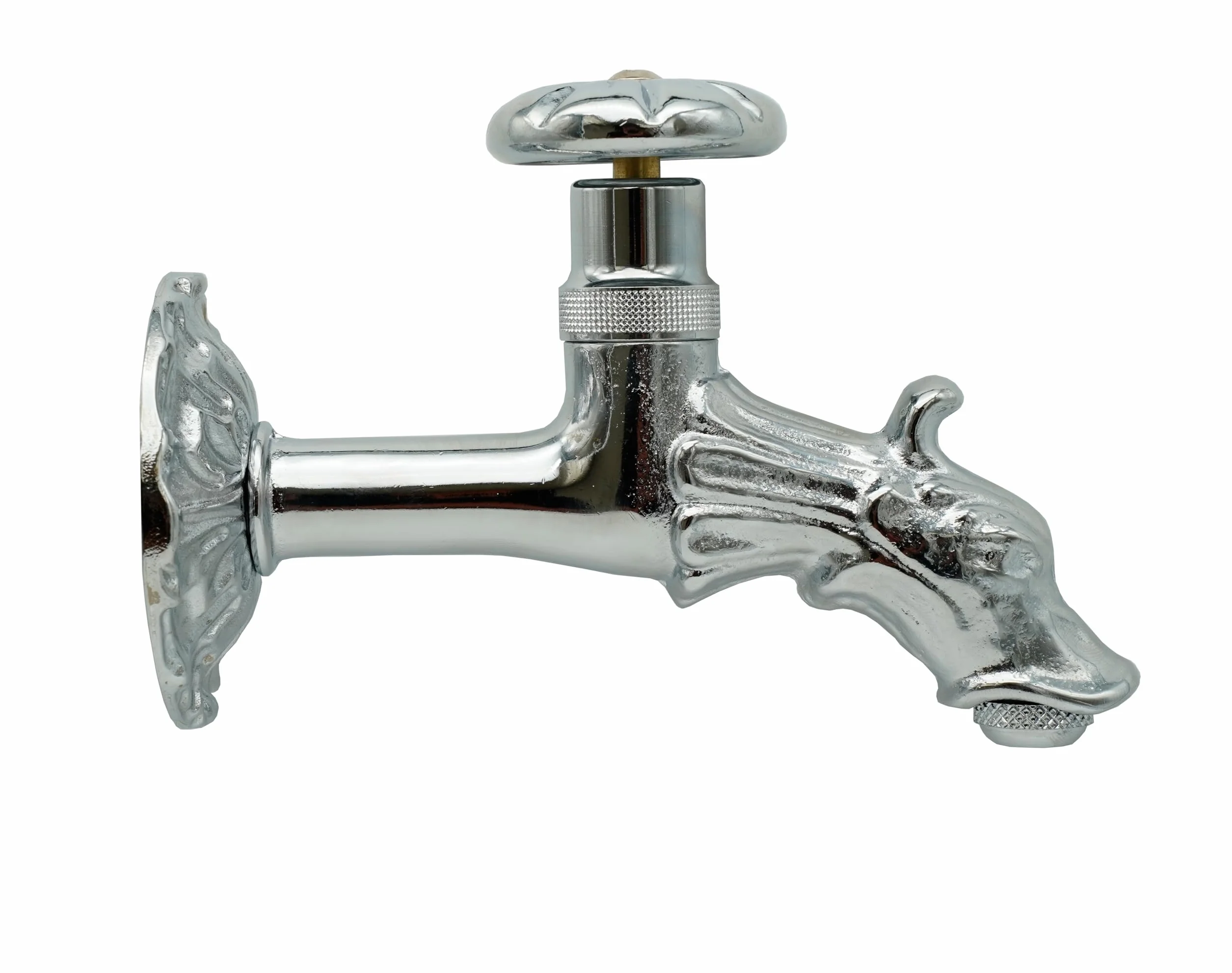 L'ARTISTICA F.LLI PERINCIOLI | Rubinetto Artistico a Vitone con Rosone Grande e Portagomma 1/2" M Cromo, Rubinetto in Ottone per Fontane a Colonna o Muro, 115x150mm
