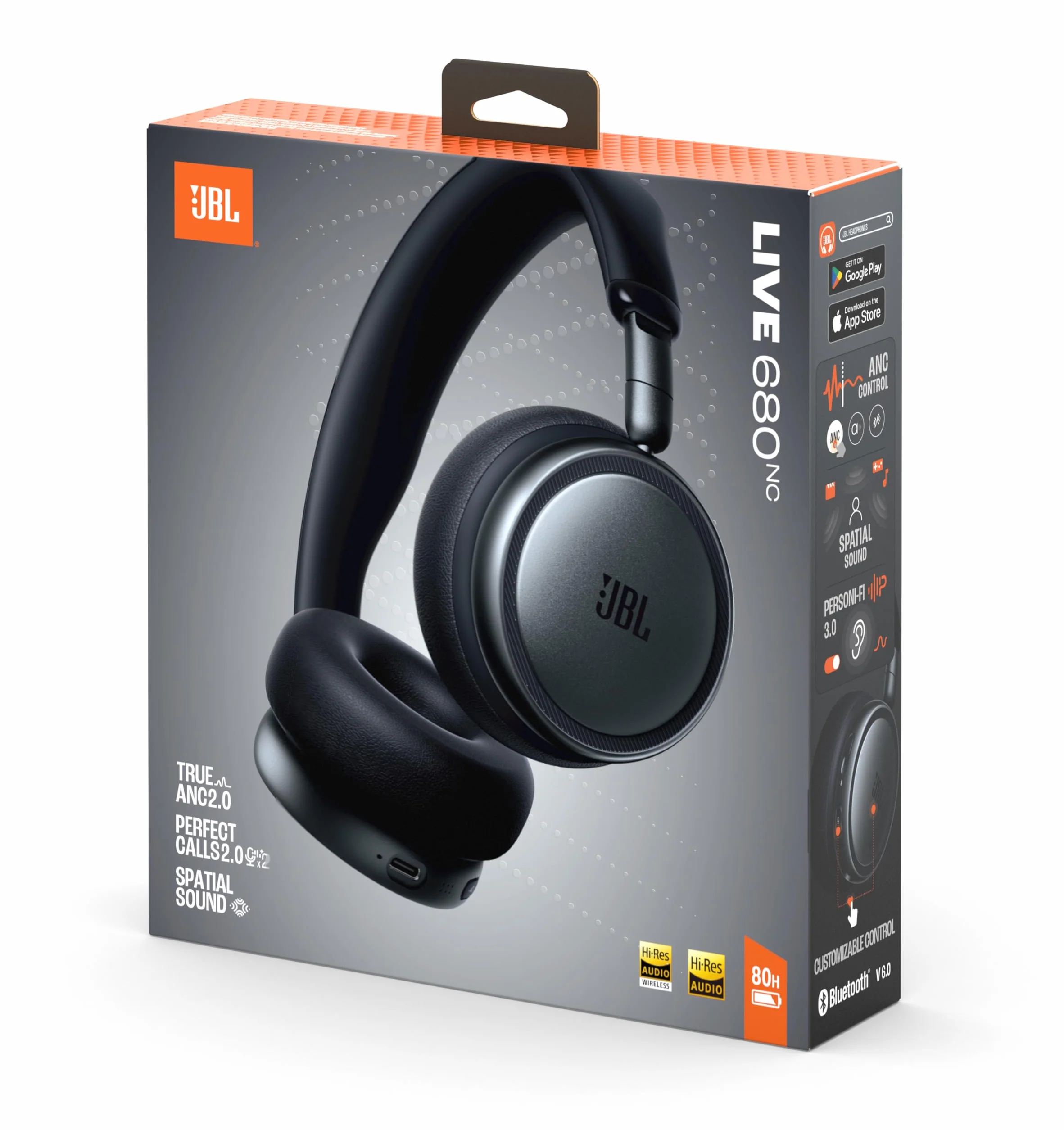 Cuffie On-Ear Bluetooth JBL Live 680NC con Cancellazione Adattiva del Rumore, Nero