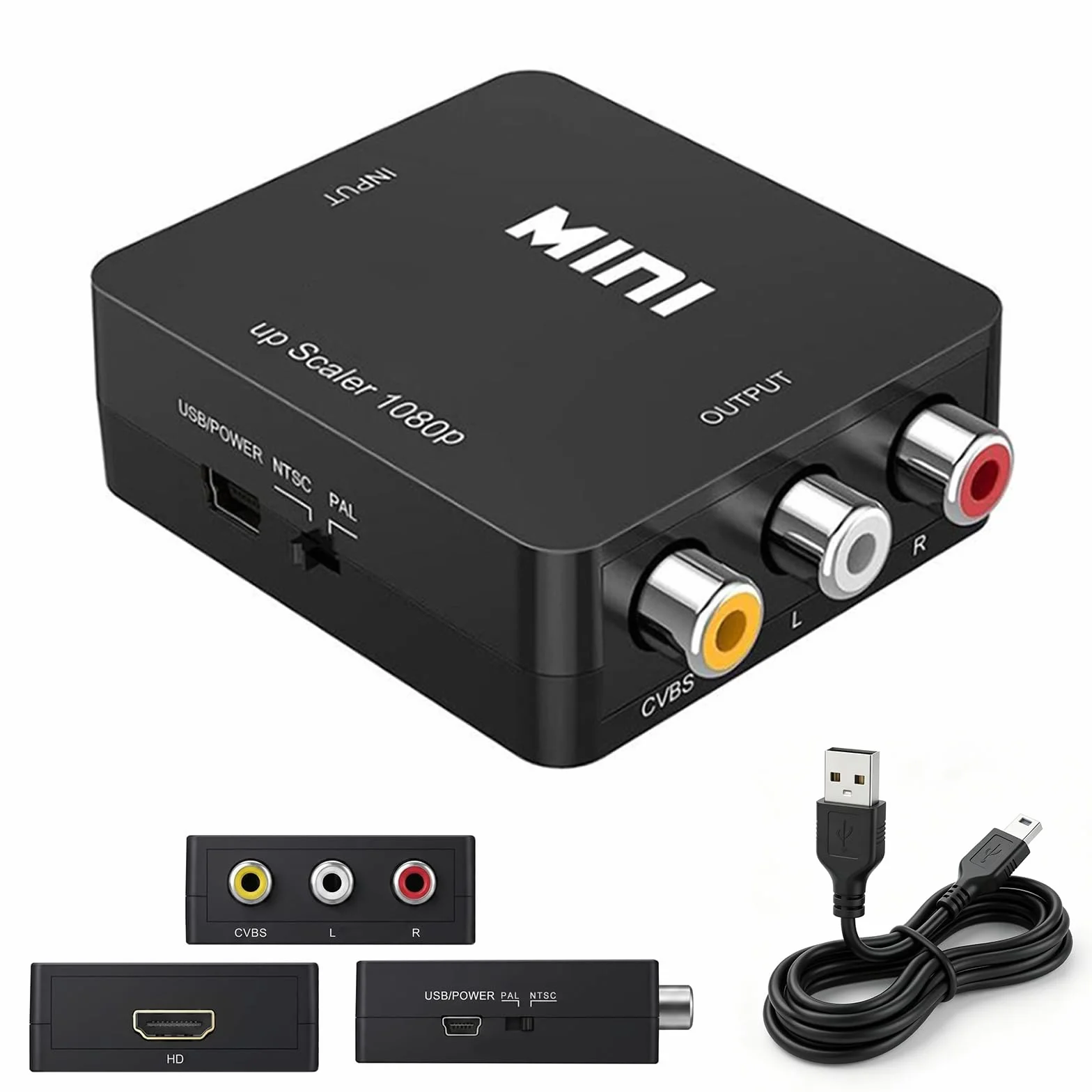 Adattatore HDMI RCA 1080P Convertitore Supporta PAL/NTSC USB Cavo per Xbox PS3 PS4