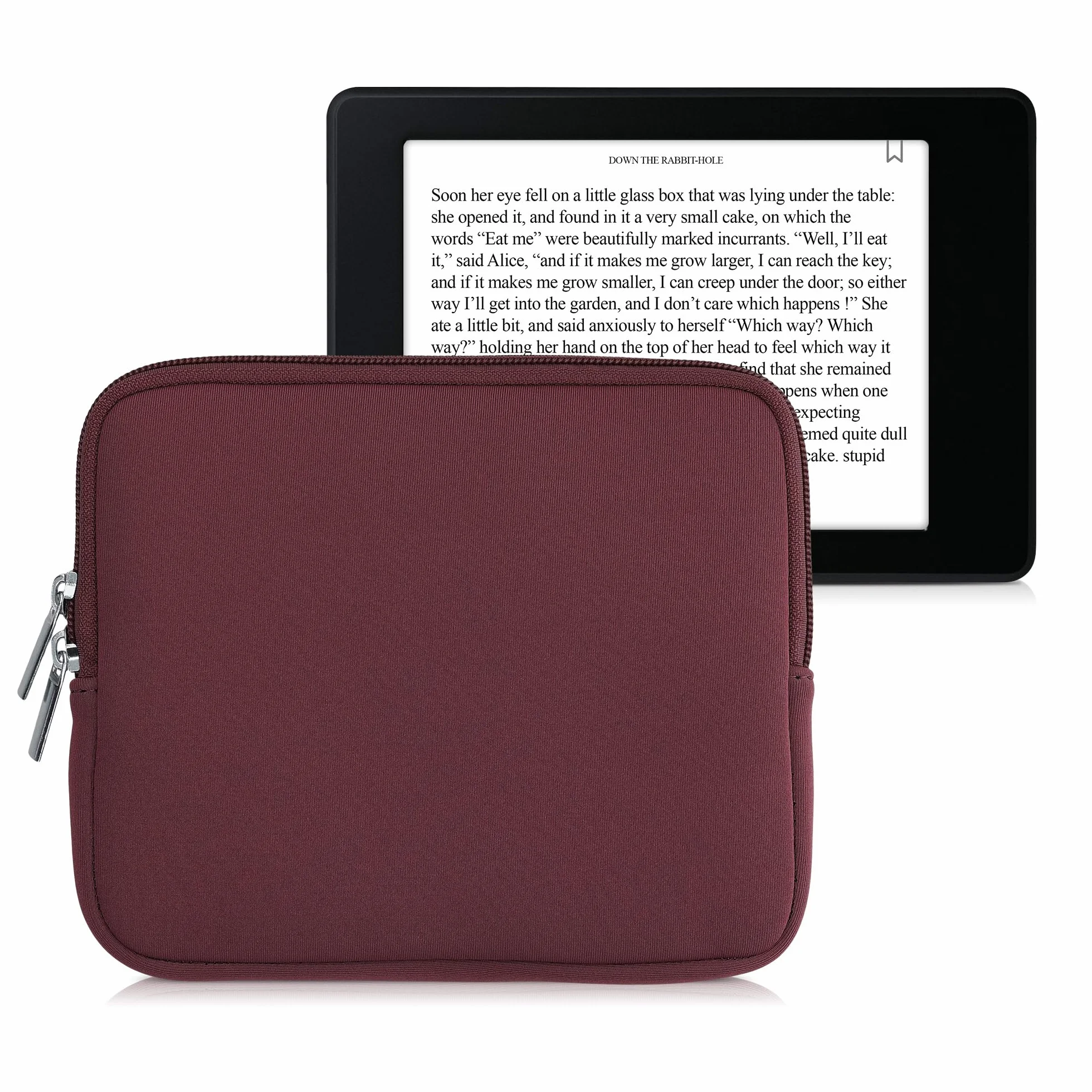 Custodia Universale per eReader kwmobile, Copertina in Neoprene Malva con Chiusura a Zip, Misura 17,5 x 14,7 x 1 cm
