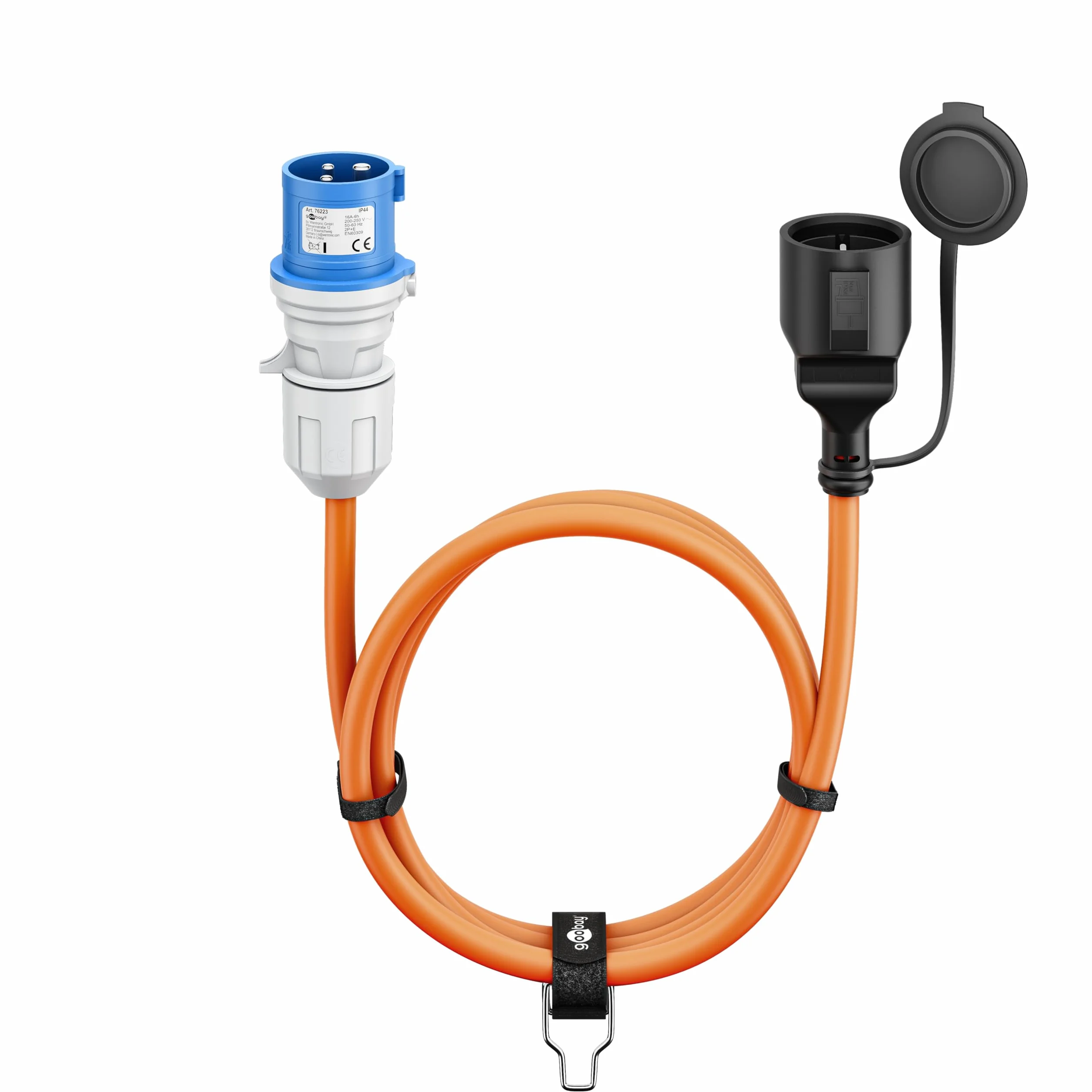 goobay Cavo adattatore CEE per caravan, 1,5 m, spina CEE a presa con contatto di protezione, uso esterno con IP44, 76223