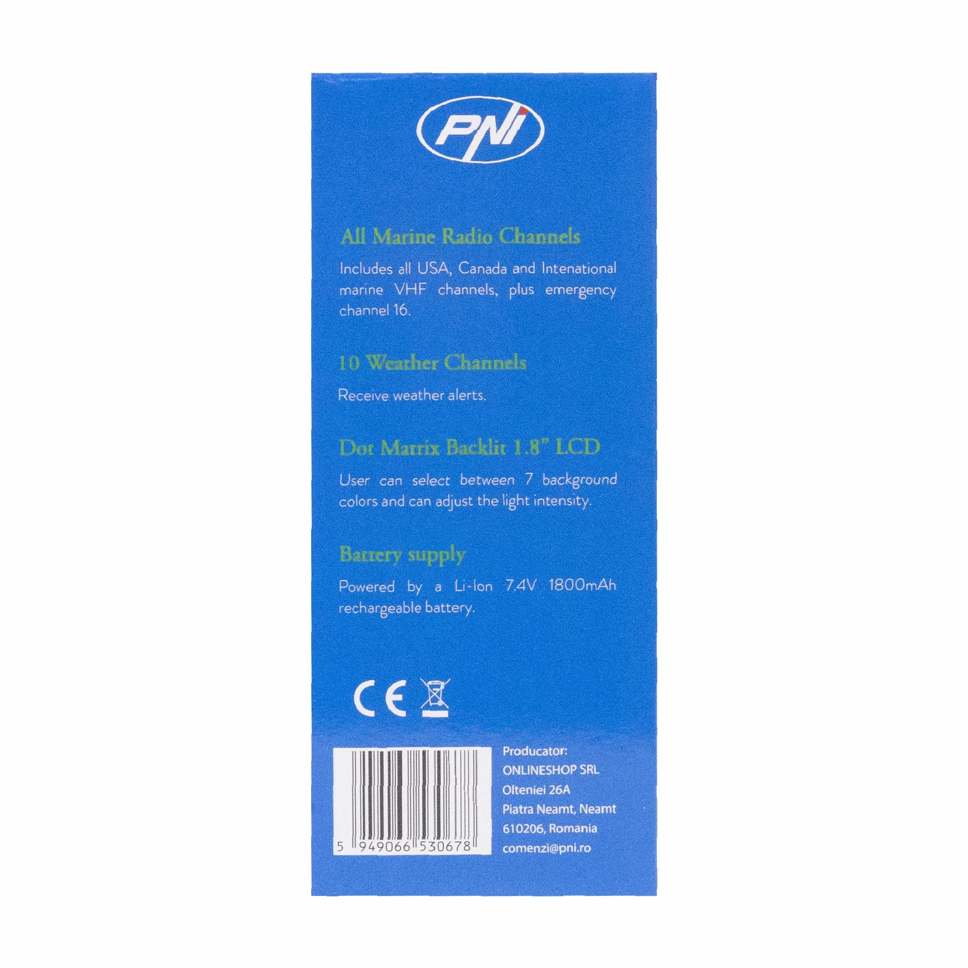 PNI DS890W Stazione radio marina portatile IP67 1800mAh 88 canali