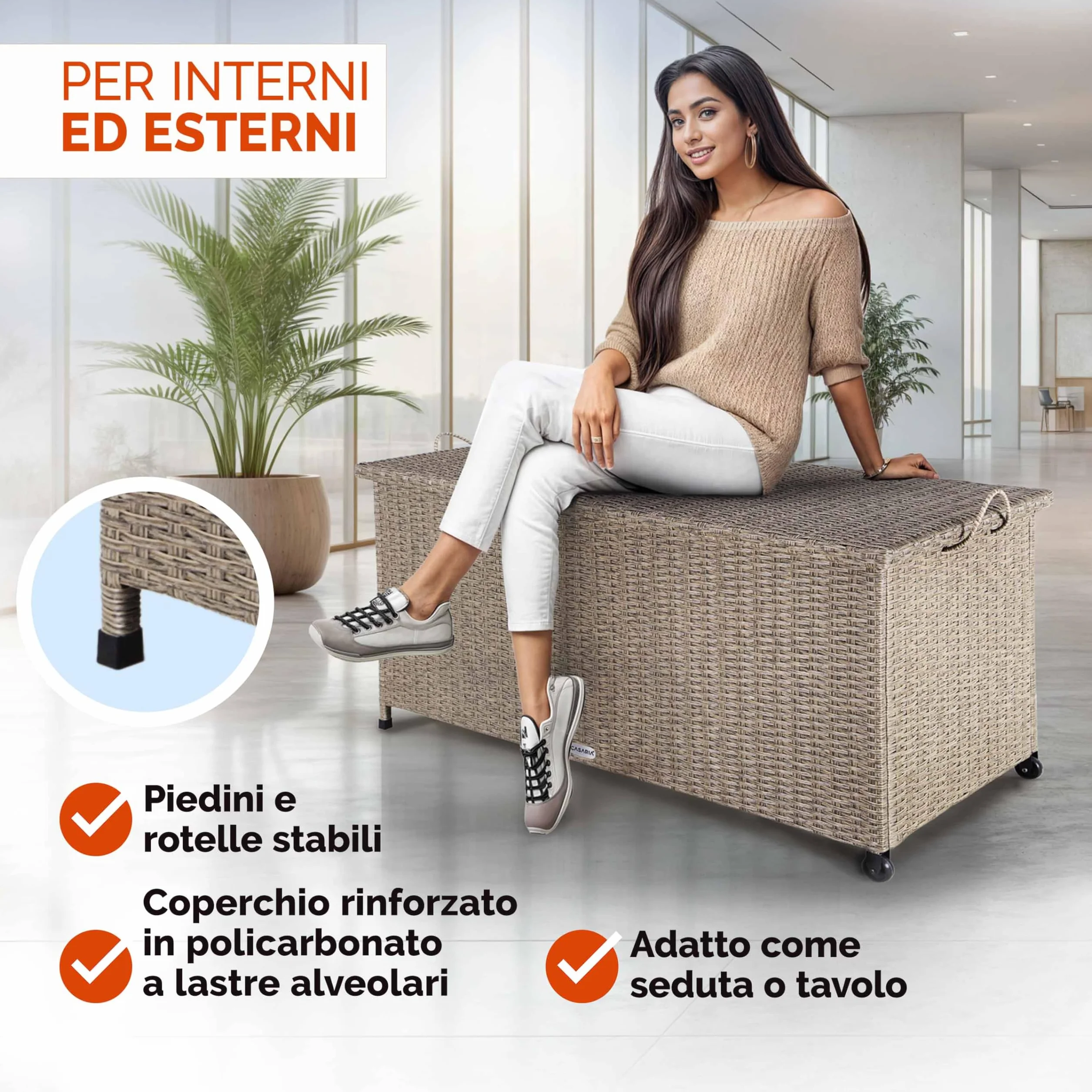 Casaria® Baule Giardino XXL 117x53x60cm Ruote 270L Salvaspazio Impermeabile Resistente Cassettone Contenitore Esterno
