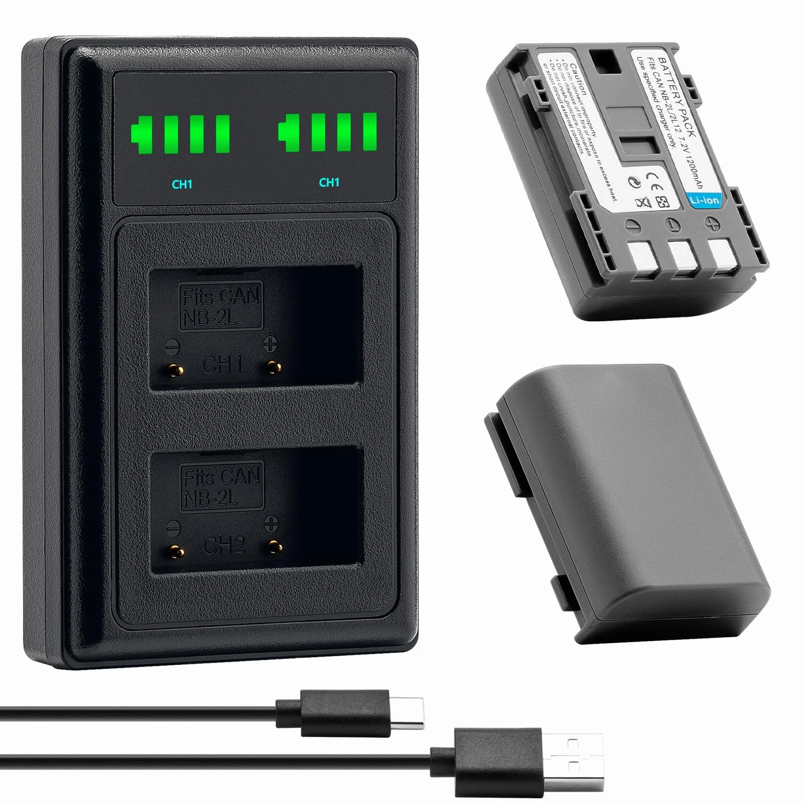 Canon NB-2L NB-2LH batteria 2 pezzi + caricatore Dual USB per EOS 350D 400D PowerShot G7 G9
