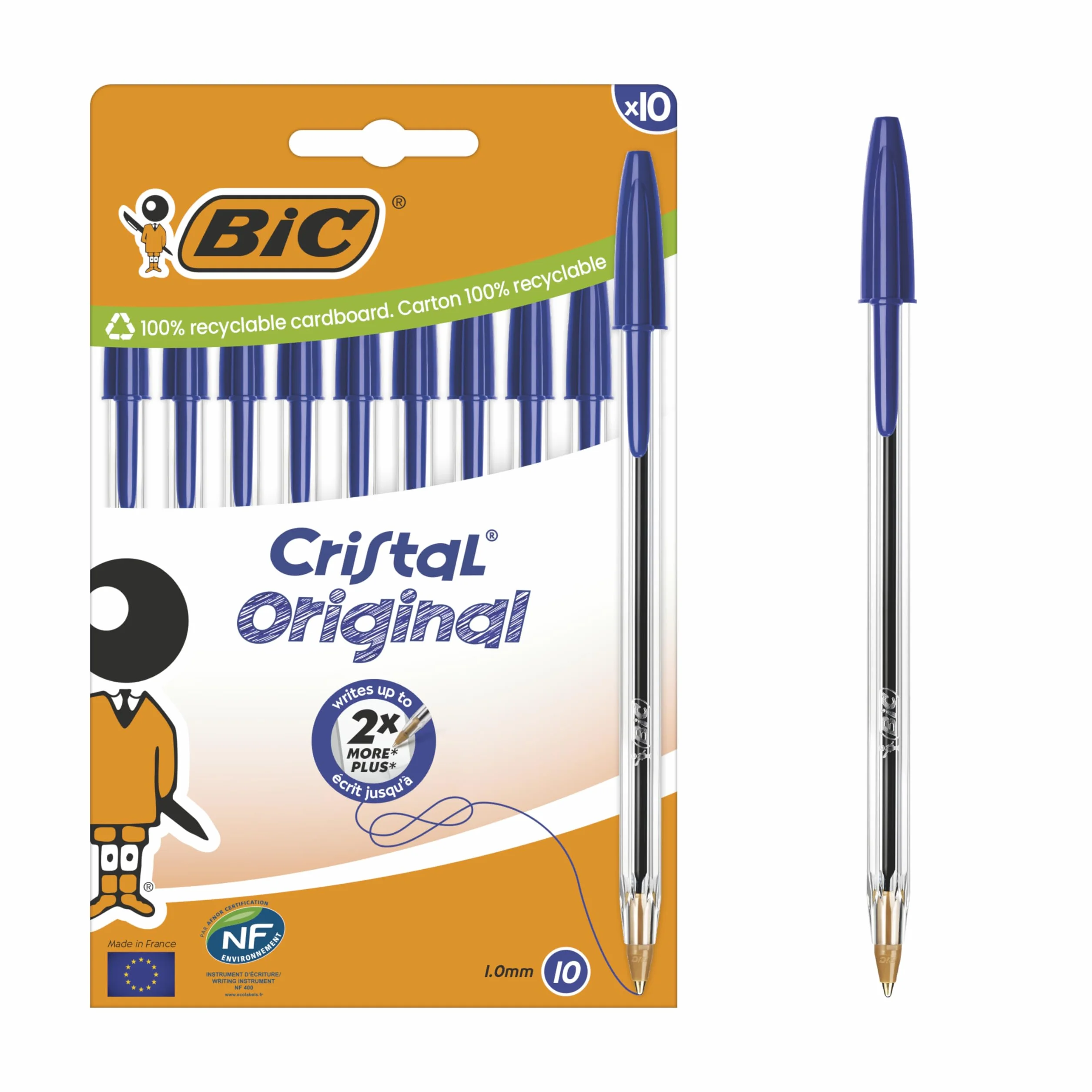 BIC Cristal Original Penne a Sfera Punta Media 1,00 mm Blu Confezione da 10