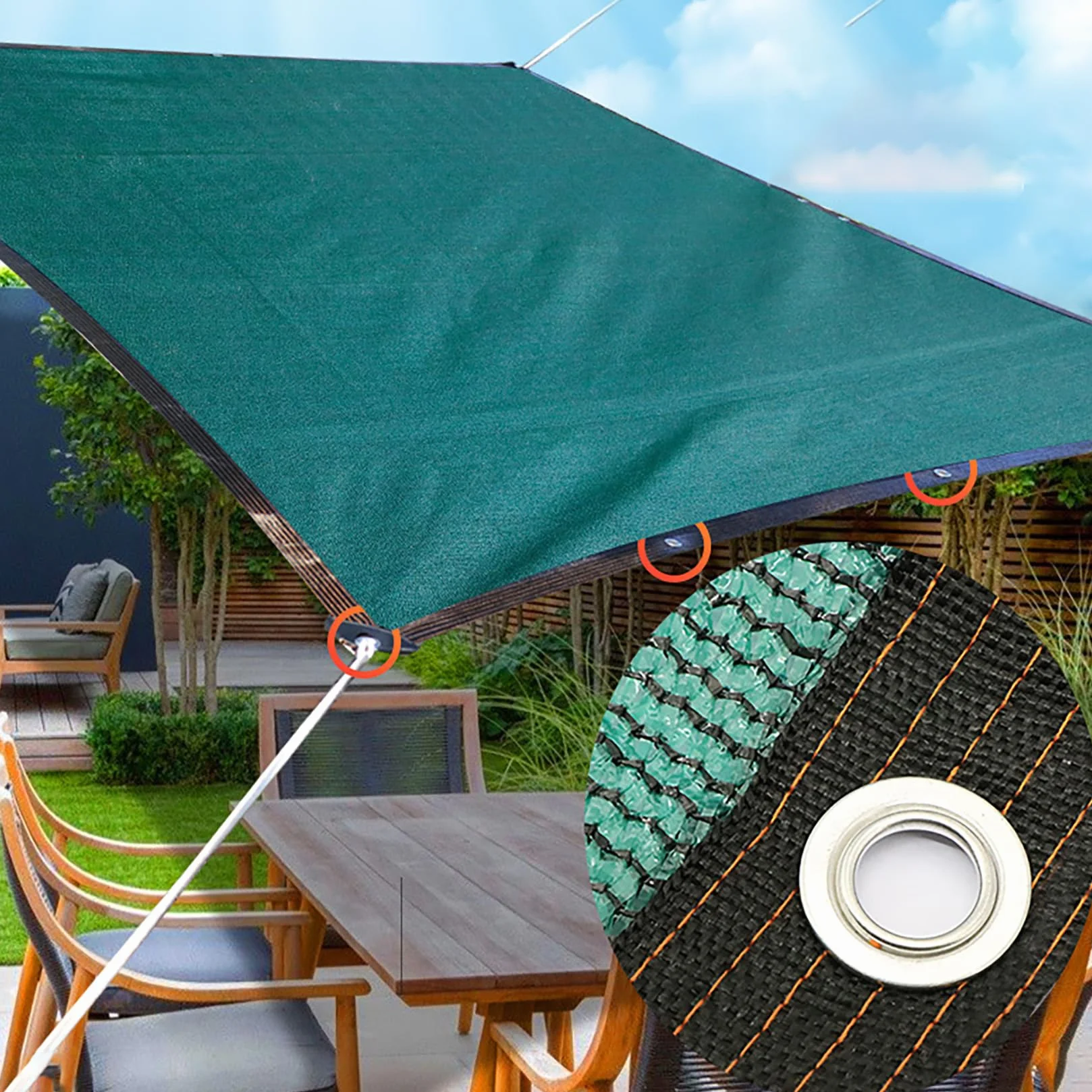 Telo Ombreggiante Verde 2x5m Rete Ombreggiante per Esterni Con Occhielli | 90% Sole/UV Protezione Tessuto Ombreggiantes Traspirante Hdpe Panno Vele Parasole per Giardino/Pergola/Piante Da Patio